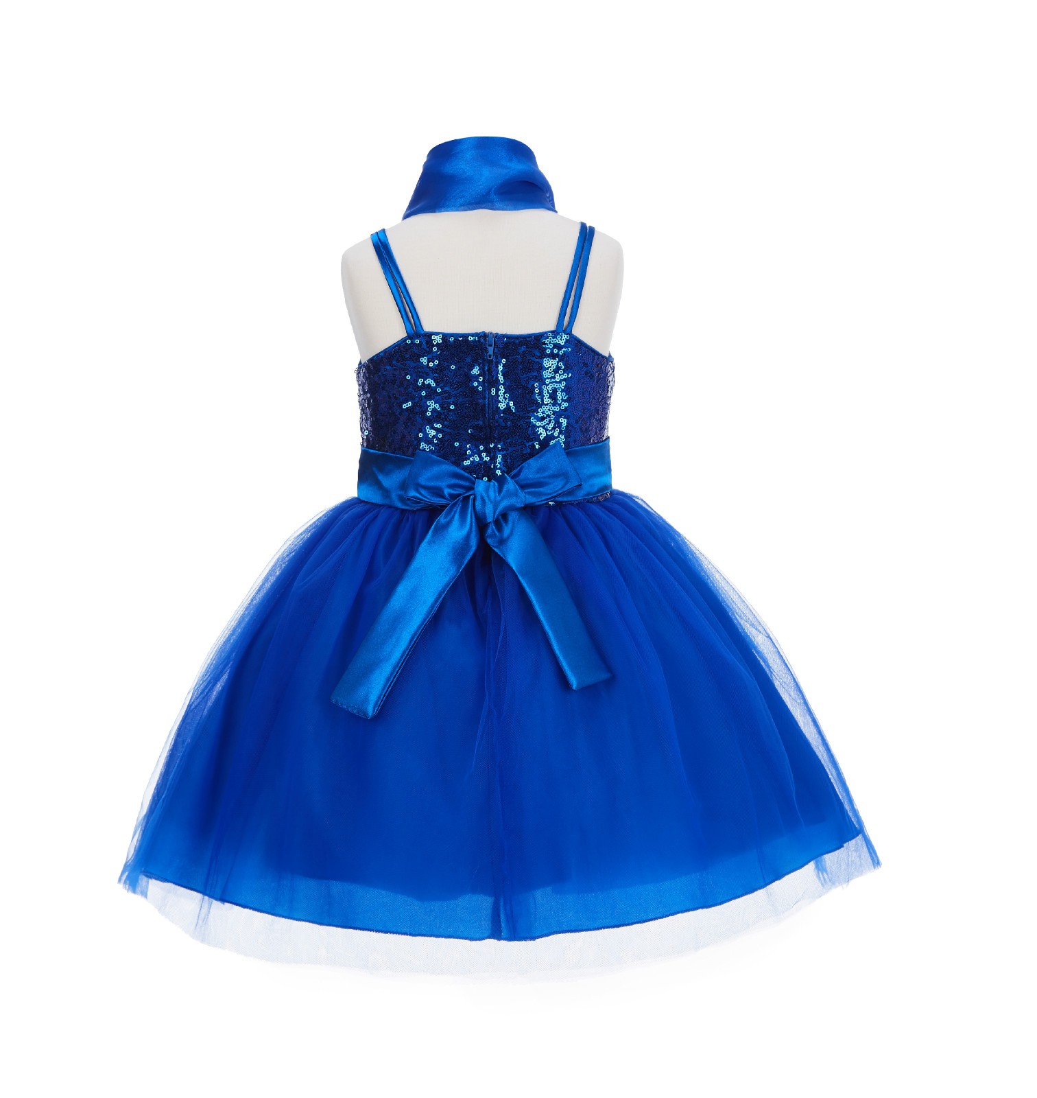 Royal Blue Shawl Sequin Tulle Flower Girl Dress Special Events 1508NF
