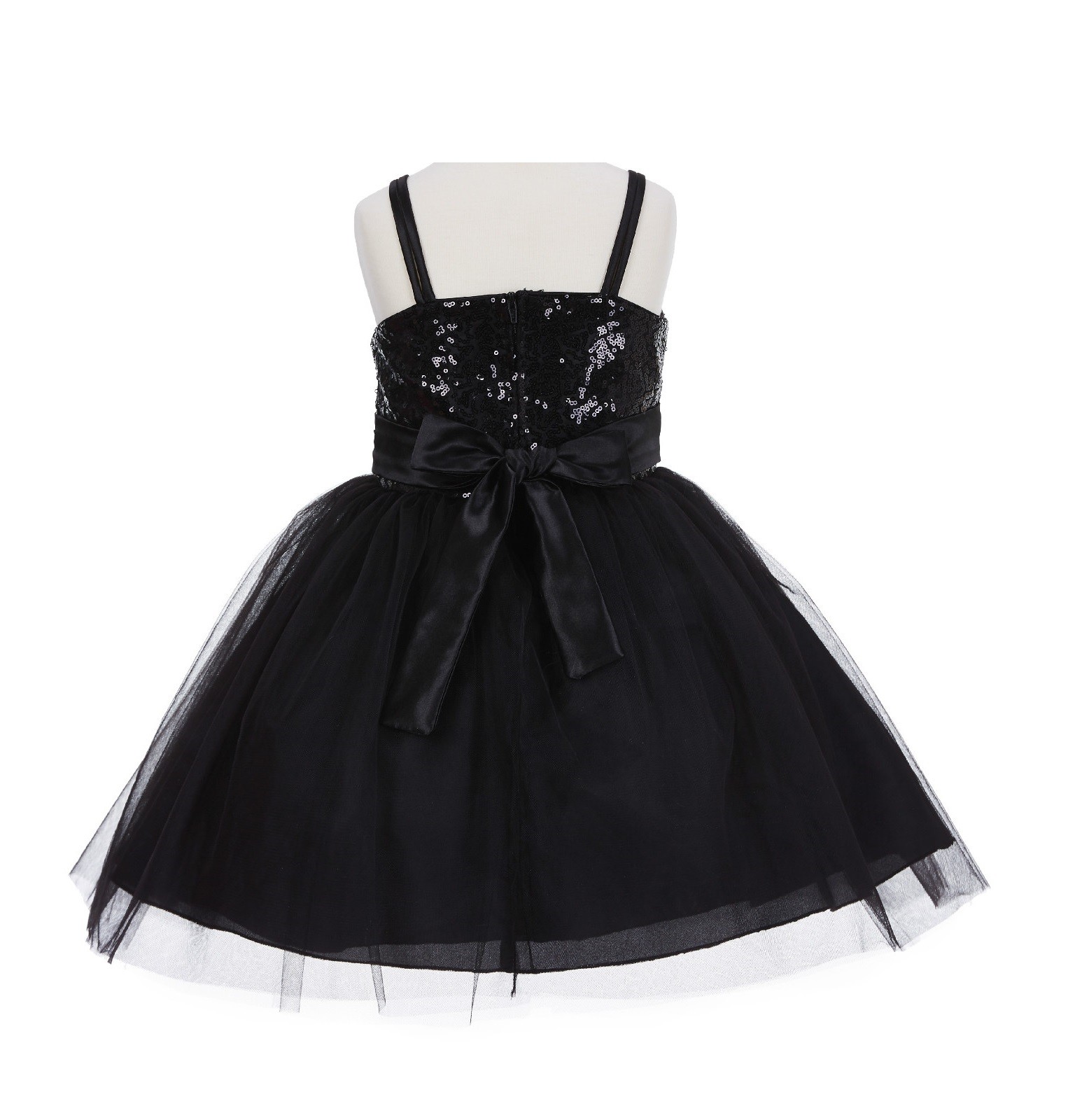 Black Sequin Tulle Flower Girl Dress Special Occasions 1508S