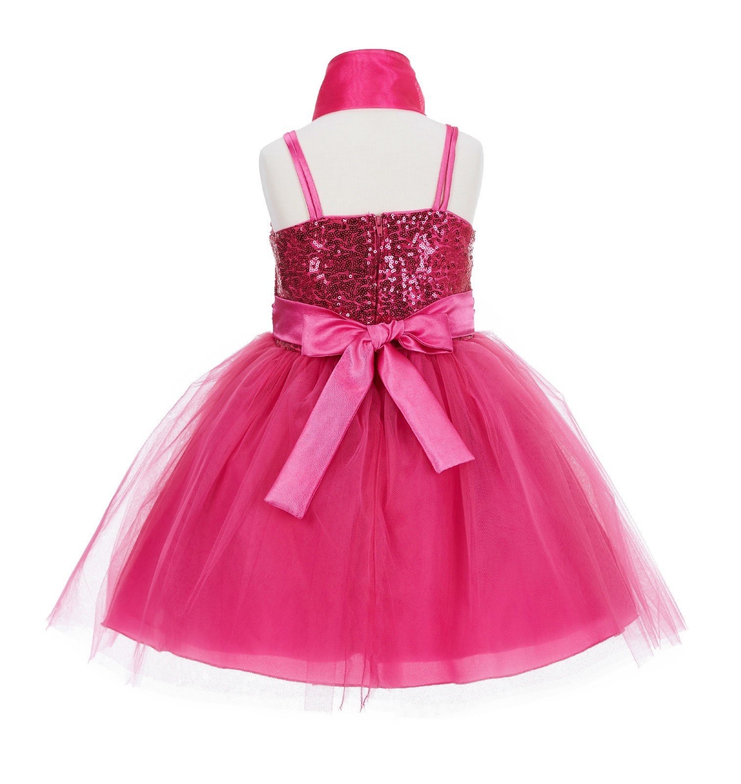 Fuchsia Shawl Sequin Tulle Flower Girl Dress Special Occasions SH1508