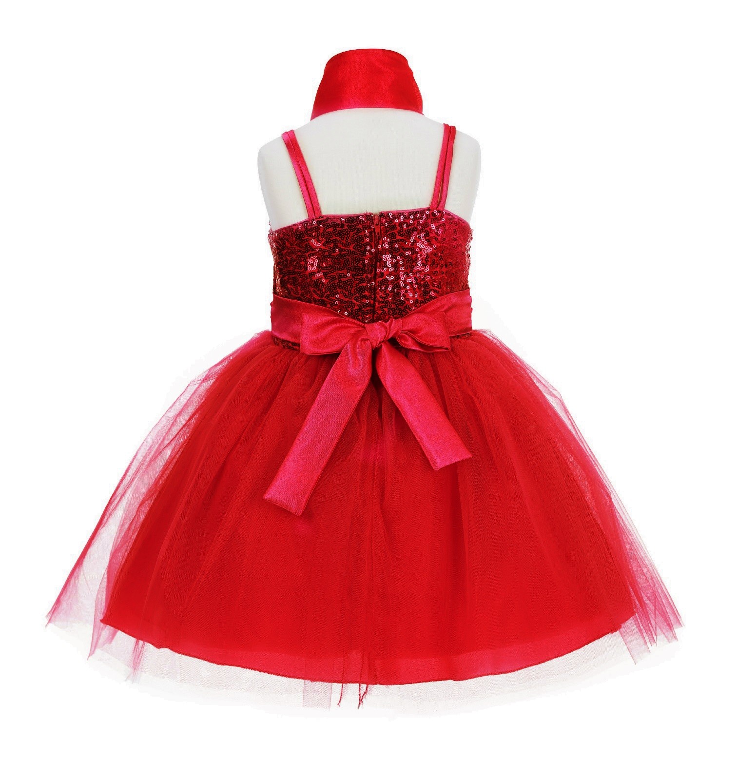 Red Shawl Sequin Tulle Flower Girl Dress Special Occasions SH1508