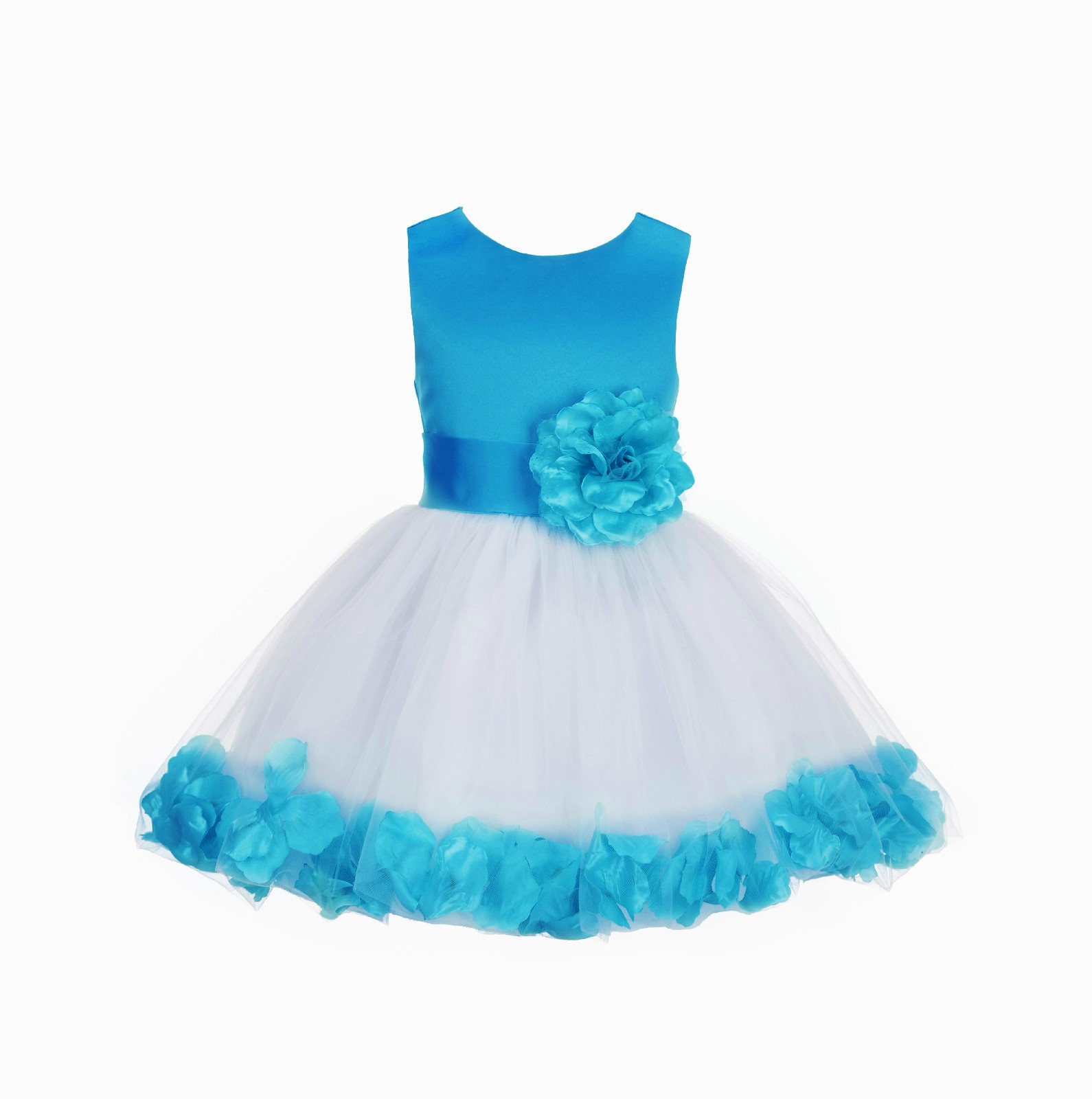 Turquoise Rose Petals Tulle Flower Girl Dress Formal Wear 305NS
