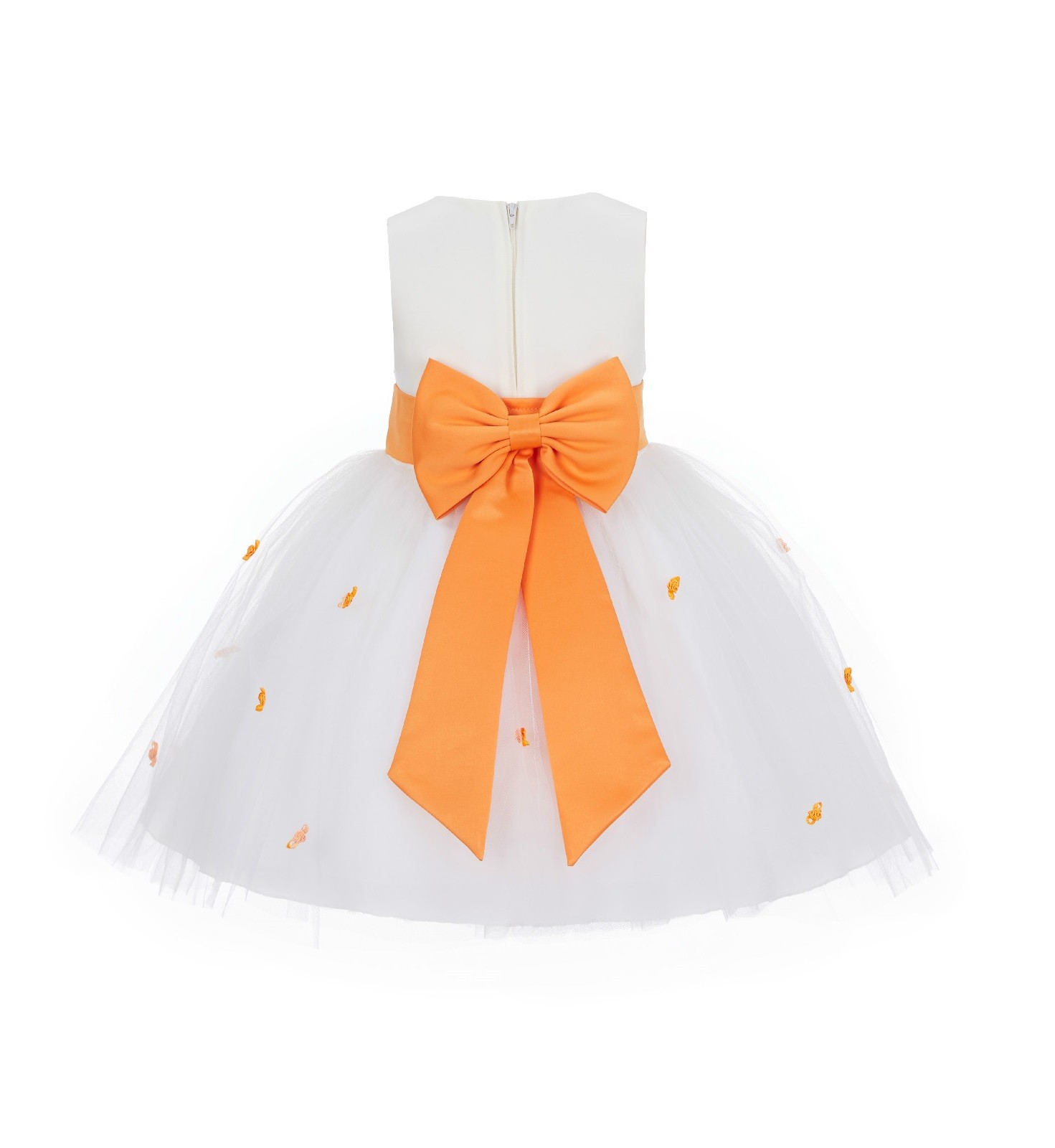 Ivory/Orange Rosebuds Satin Tulle Flower Girl Dress Events 815T