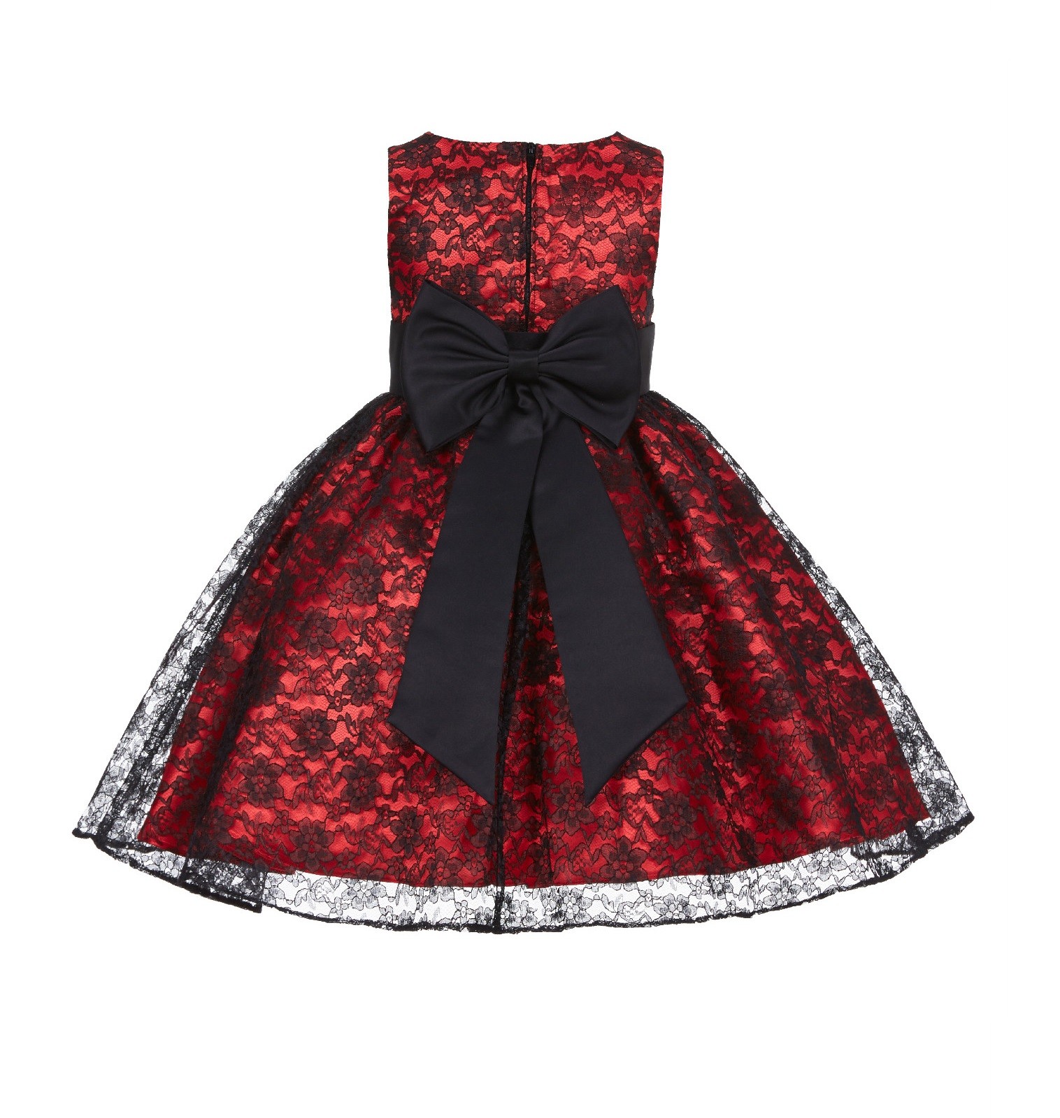 Red/Black/Black Floral Lace Overlay Flower Girl Dress Elegant Beauty 163T