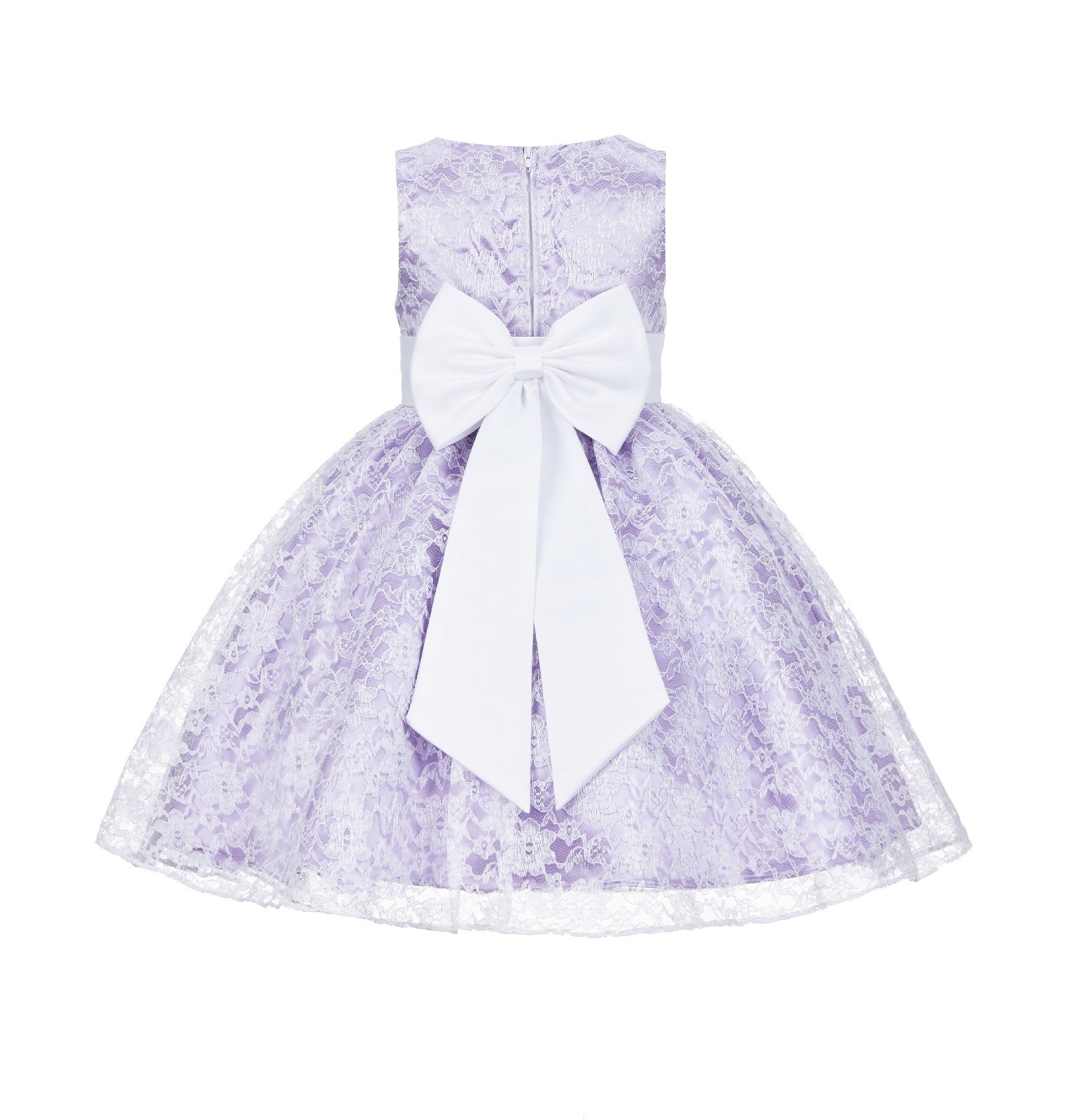 Lilac/White Floral Lace Overlay Flower Girl Dress Elegant Beauty 163T
