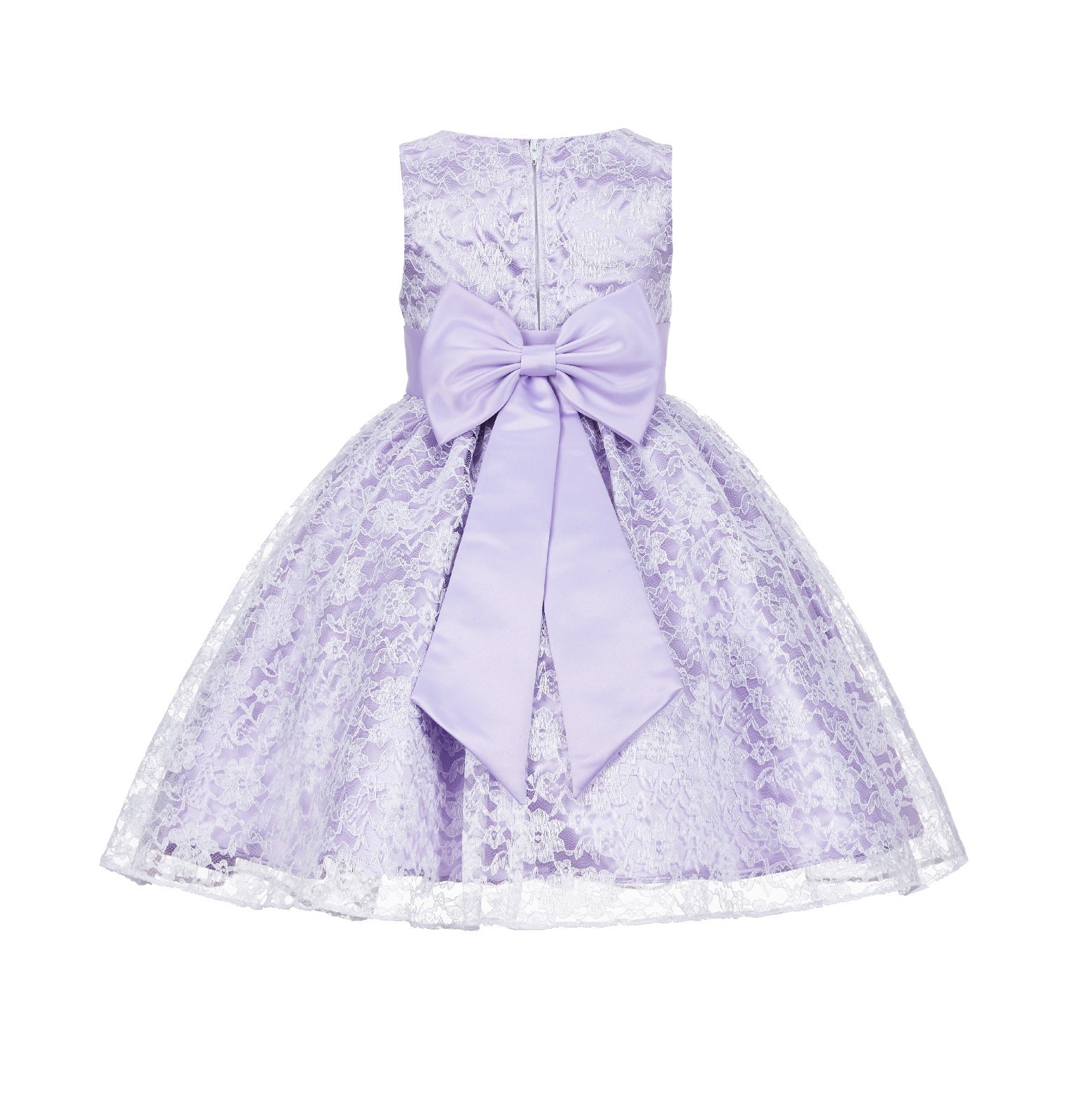Lilac Floral Lace Overlay Flower Girl Dress Elegant Beauty 163T