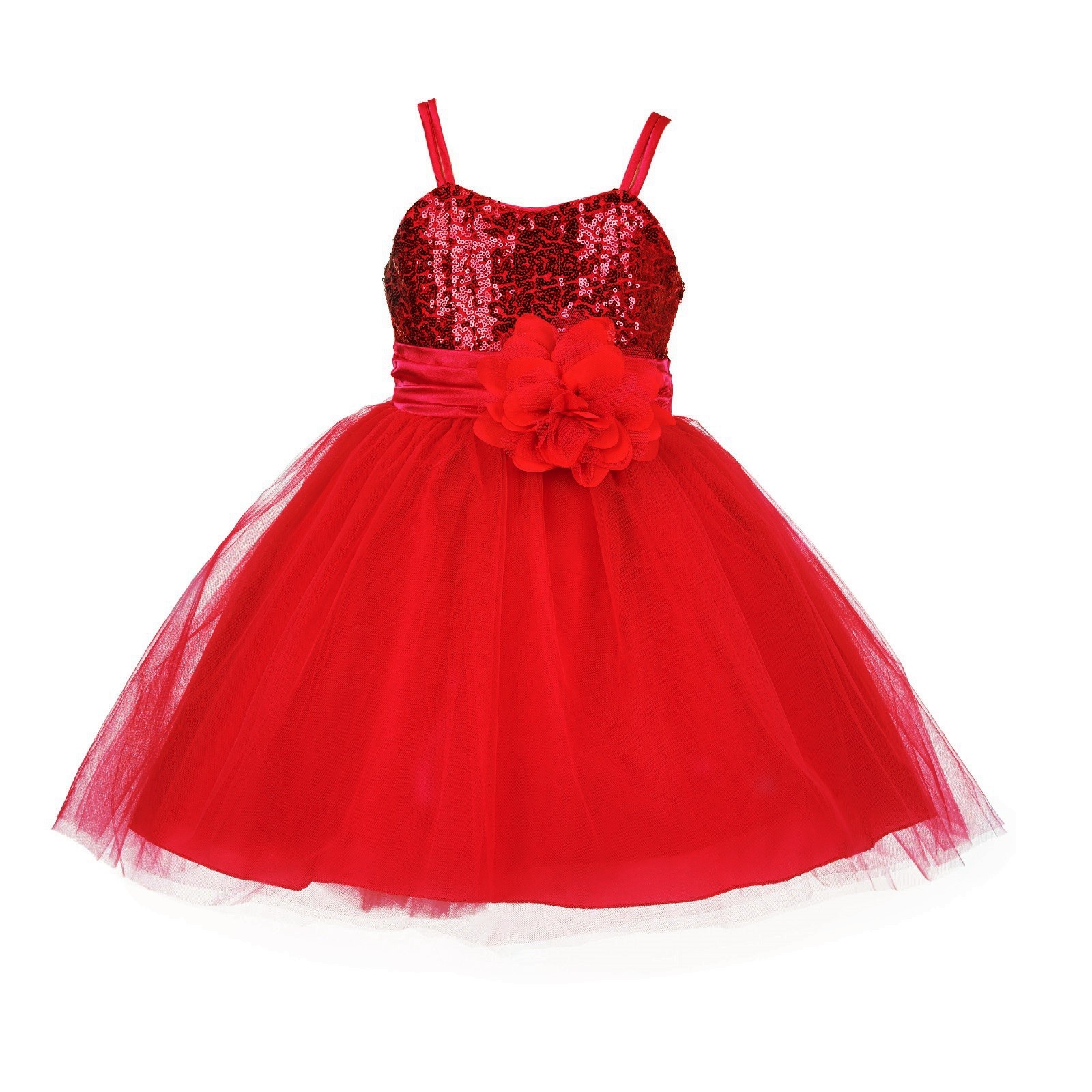 Red Sequin Tulle Flower Girl Dress Special Events 1508NF