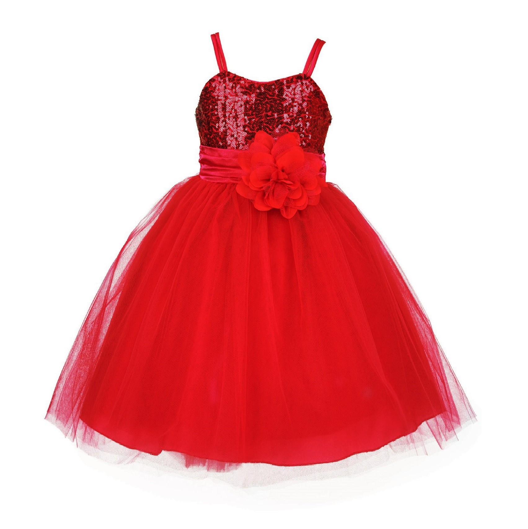 Red Sequin Tulle Flower Girl Dress Special Occasions 1508S