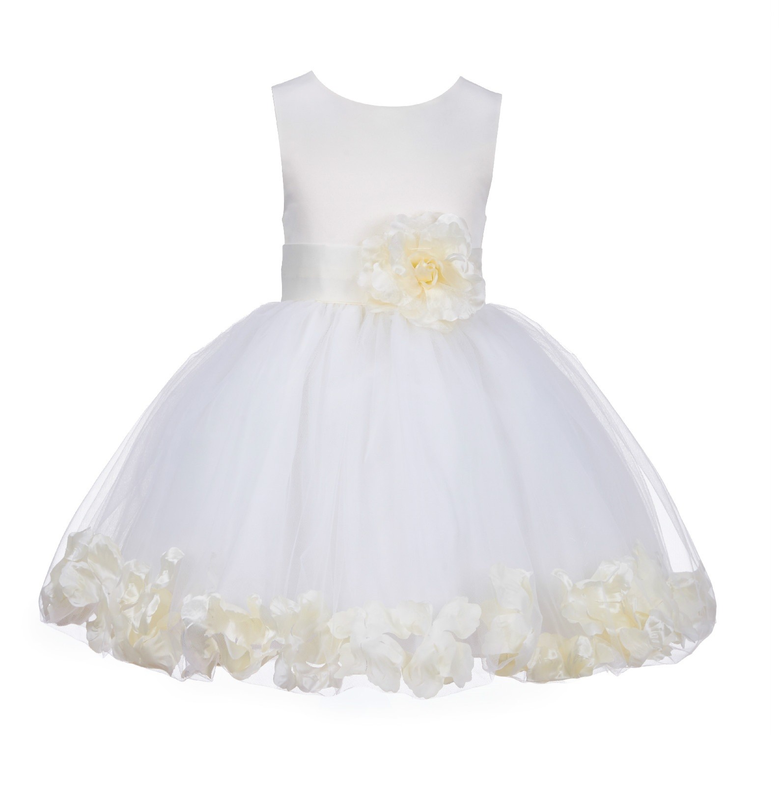 Ivory Rose Petals Tulle Flower Girl Dress Formal Wear 305NS