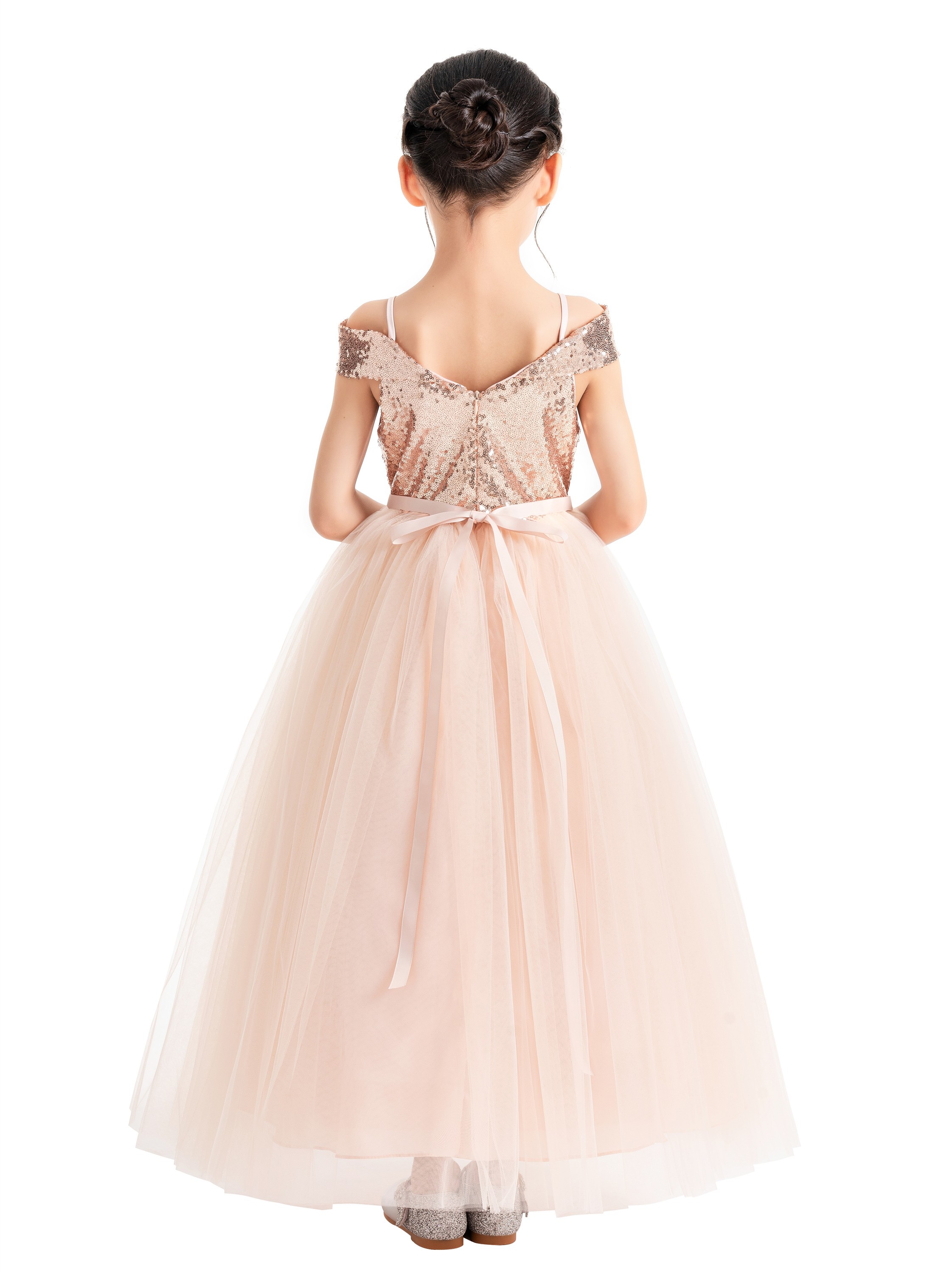 Rose Gold / Blush Pink Off The Shoulder Dress Off Shoulder Sequin Dress 322