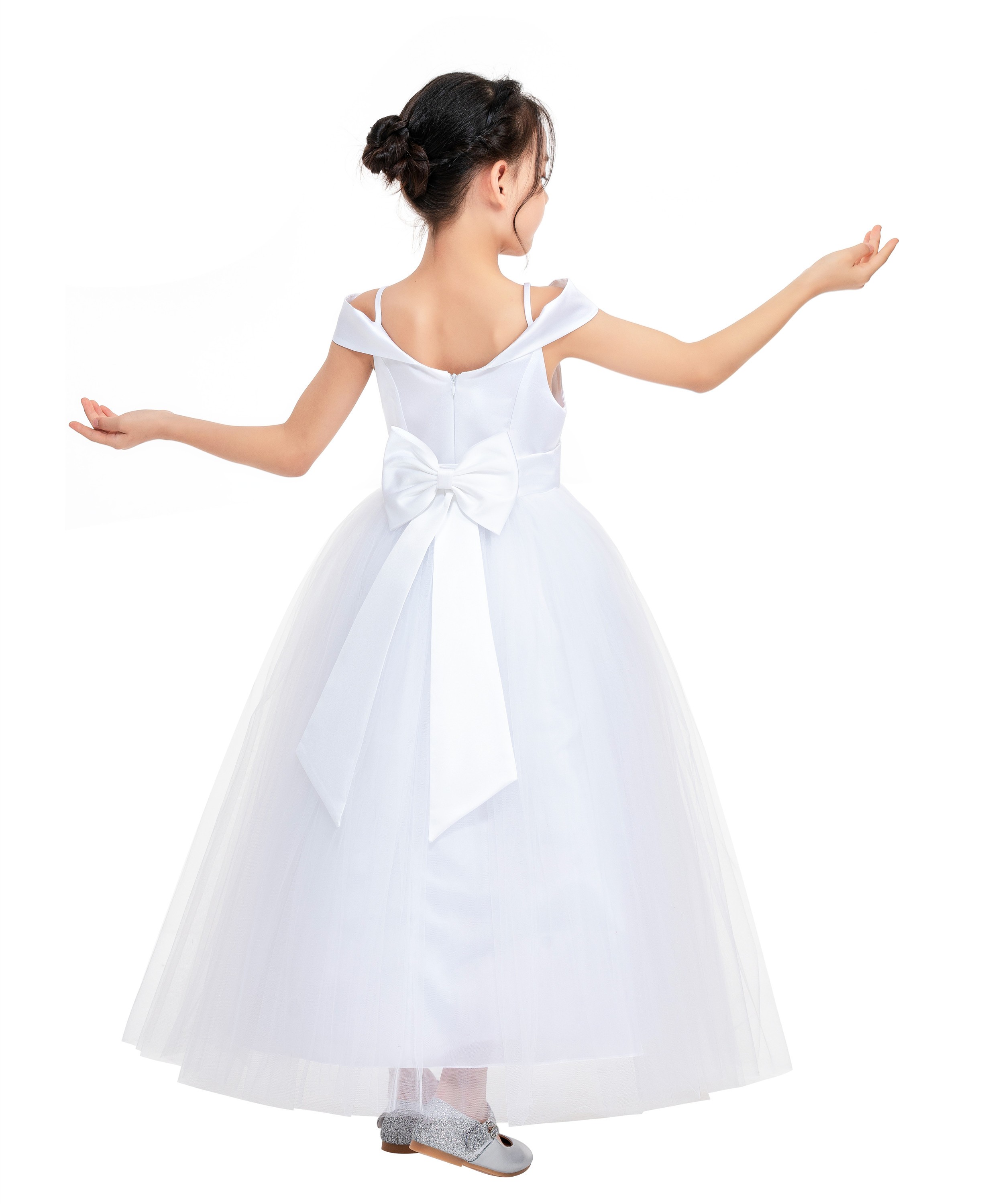 White Off The Shoulder Dress Off Shoulder Flower Girl Dress 422