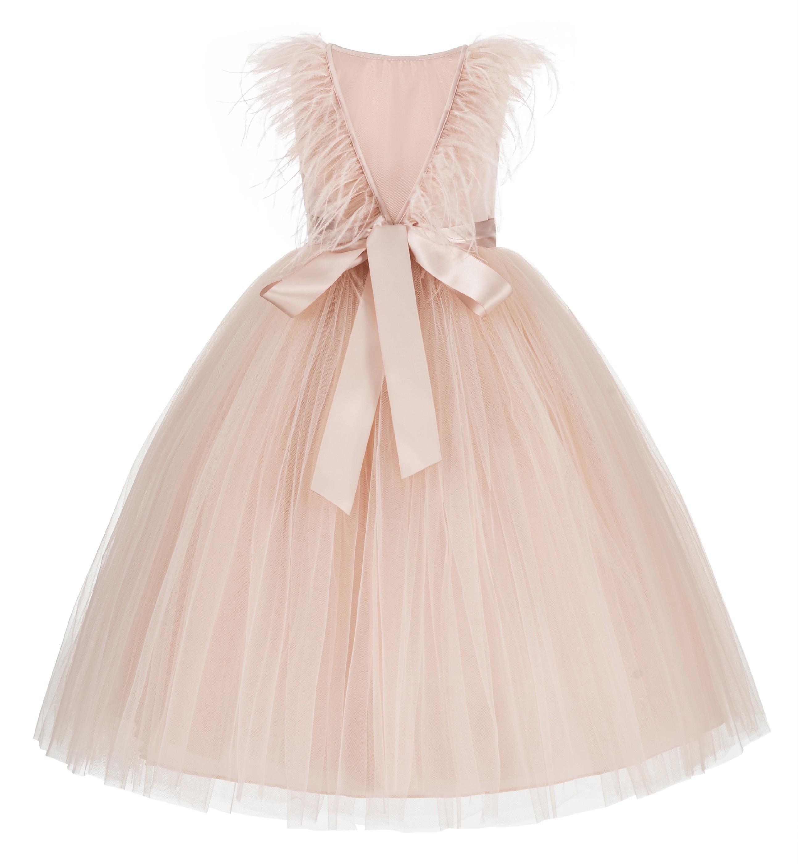 Blush Pink Backless Feather Dress Ostrich Feather Dress OS3