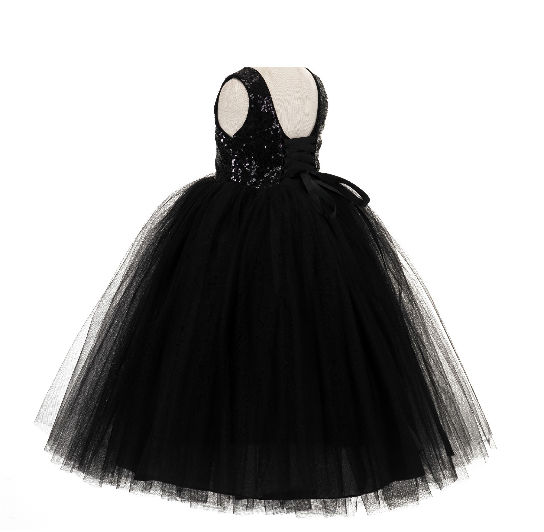 Black Vintage Corset Flower Girl Dress Tutu Dress 205