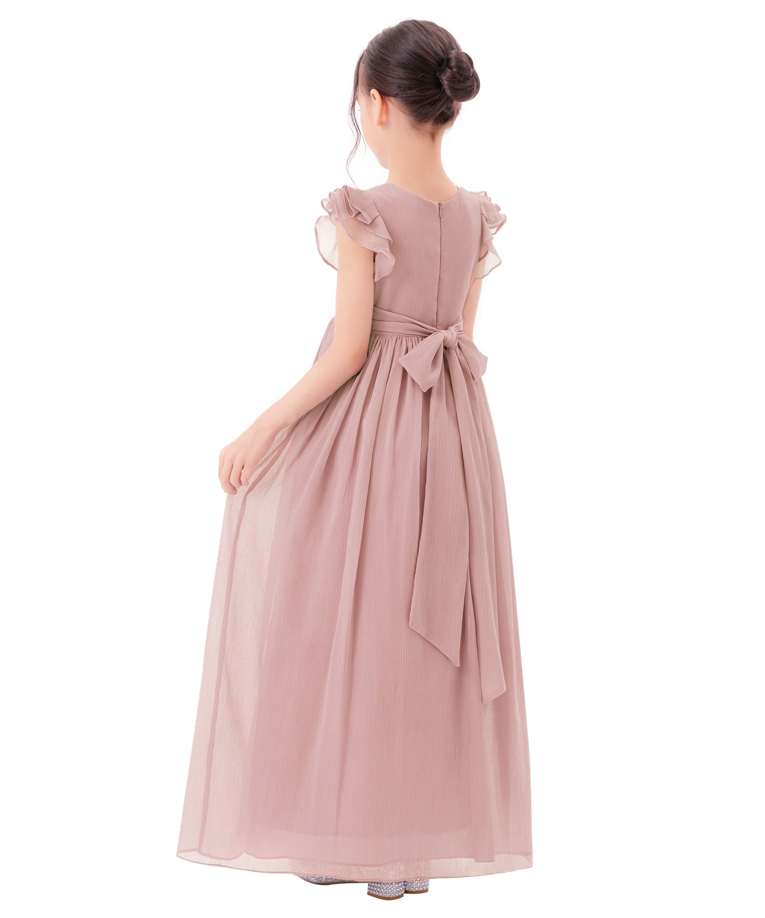 Blush Pink Chiffon Flower Girl Dress Ruffle Chiffon 822