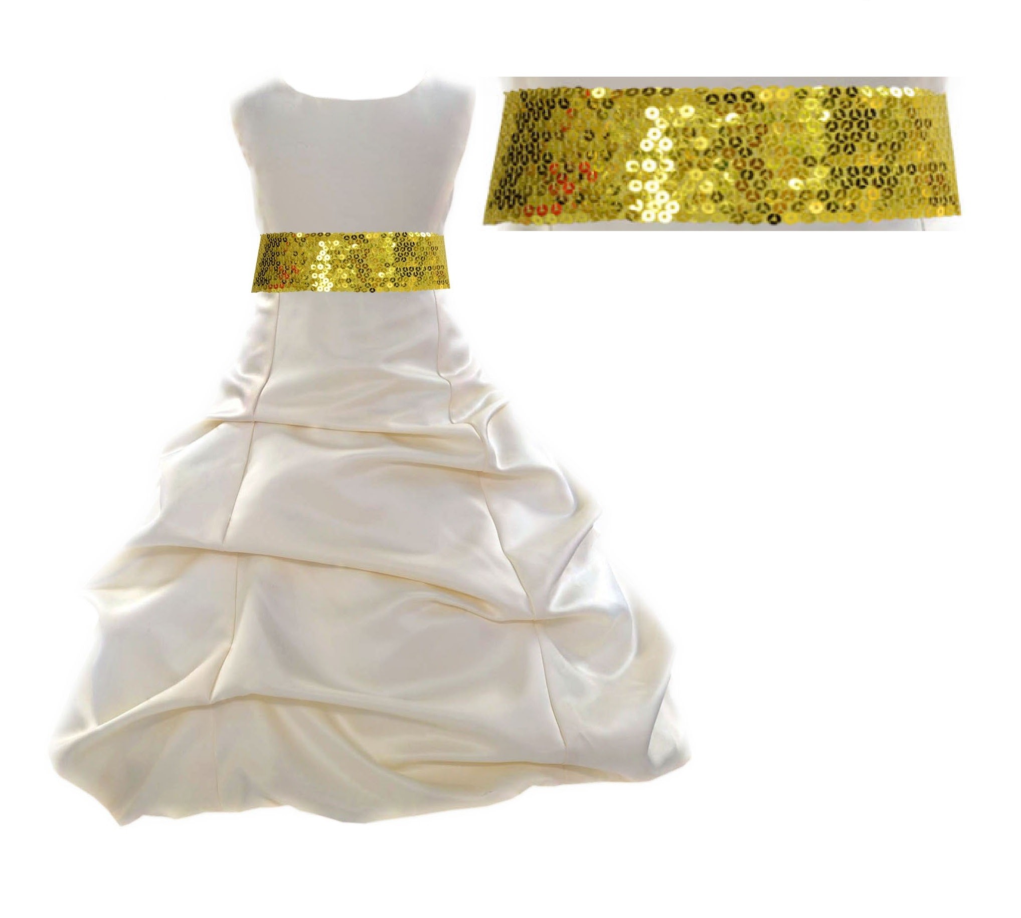 Ivory Satin Pick-Up Bubble Flower Girl Dress Sunbeam Sequins 806mh