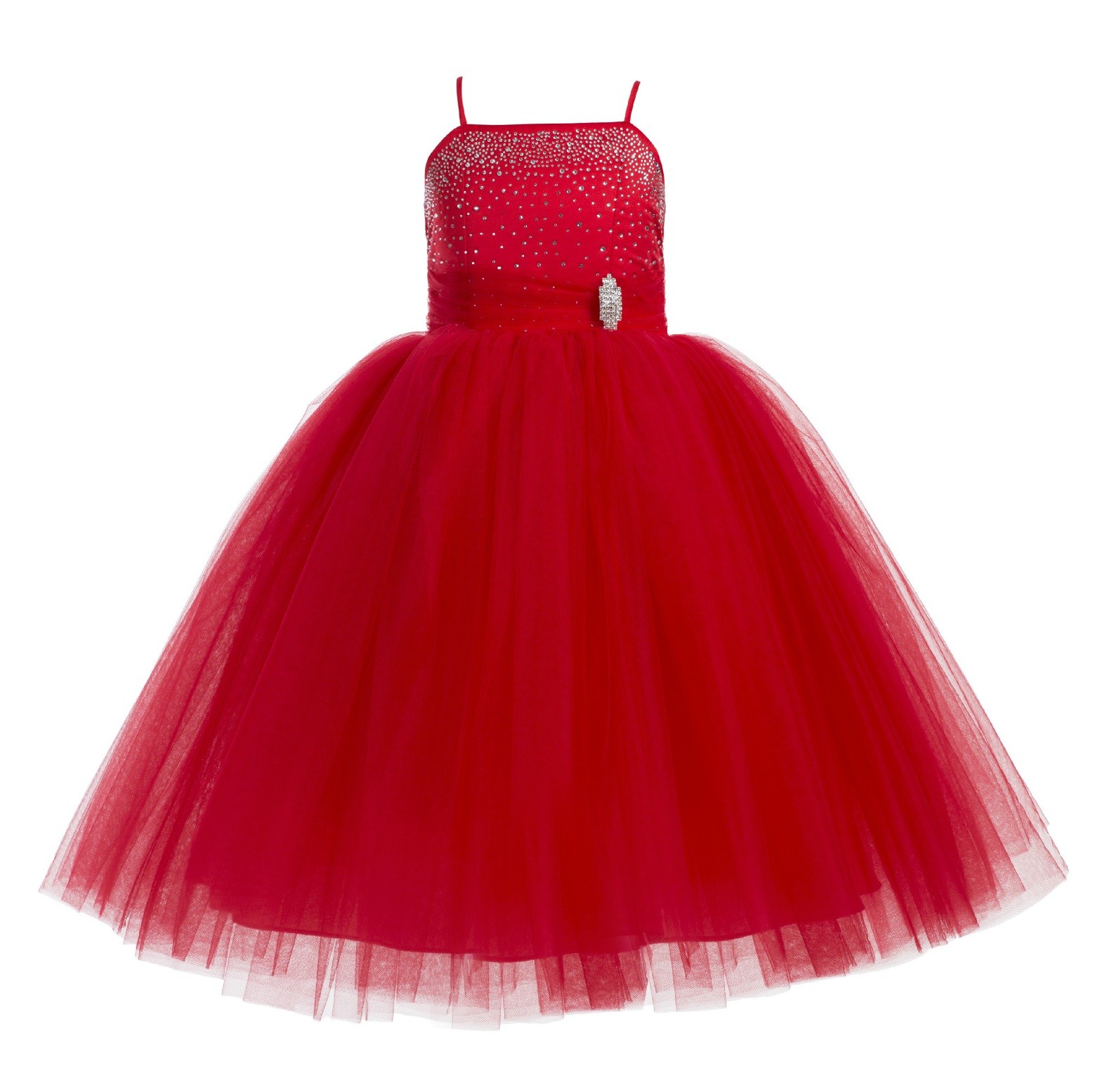 Red Tulle Rhinestone Tulle Dress Flower Girl Christmas 189
