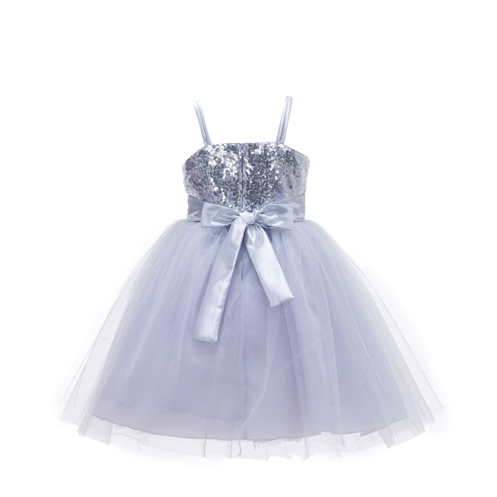 Silver Sequin Tulle Flower Girl Dress Special Occasions 1508S