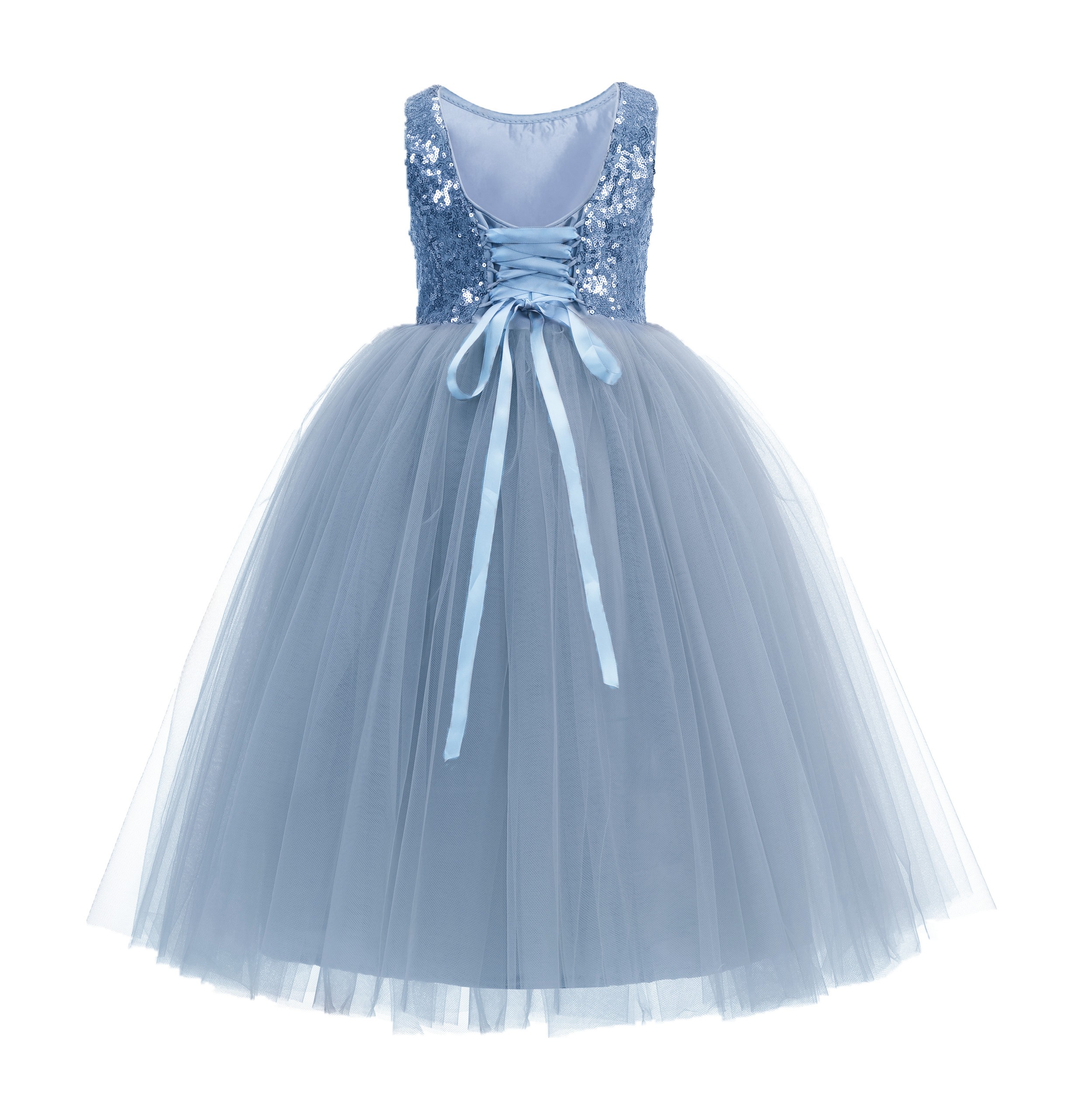 Dusty Blue Vintage Corset Flower Girl Dress Tutu Dress 205