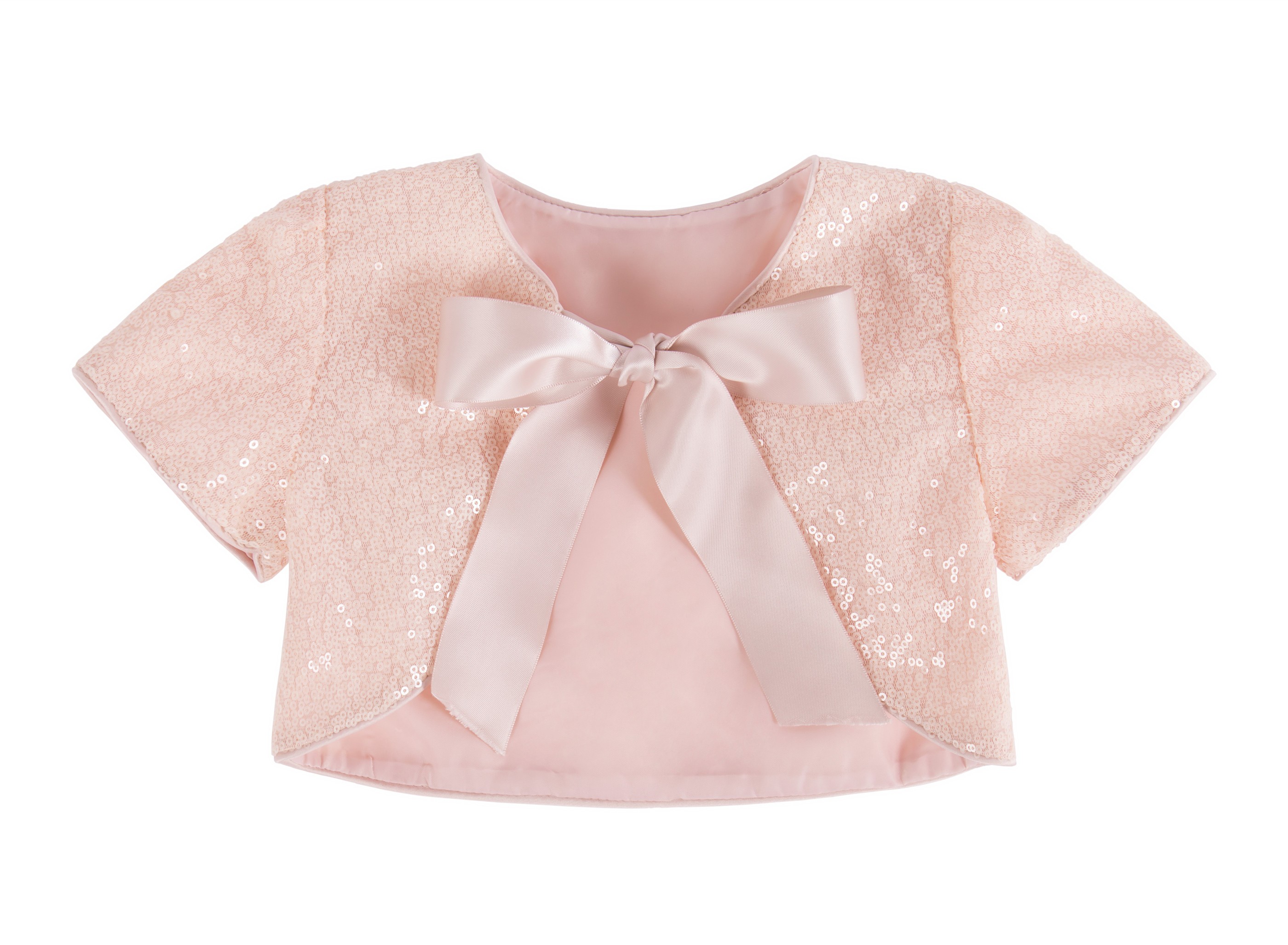Blush Pink Short Sleeve Sequins Jacket Bolero