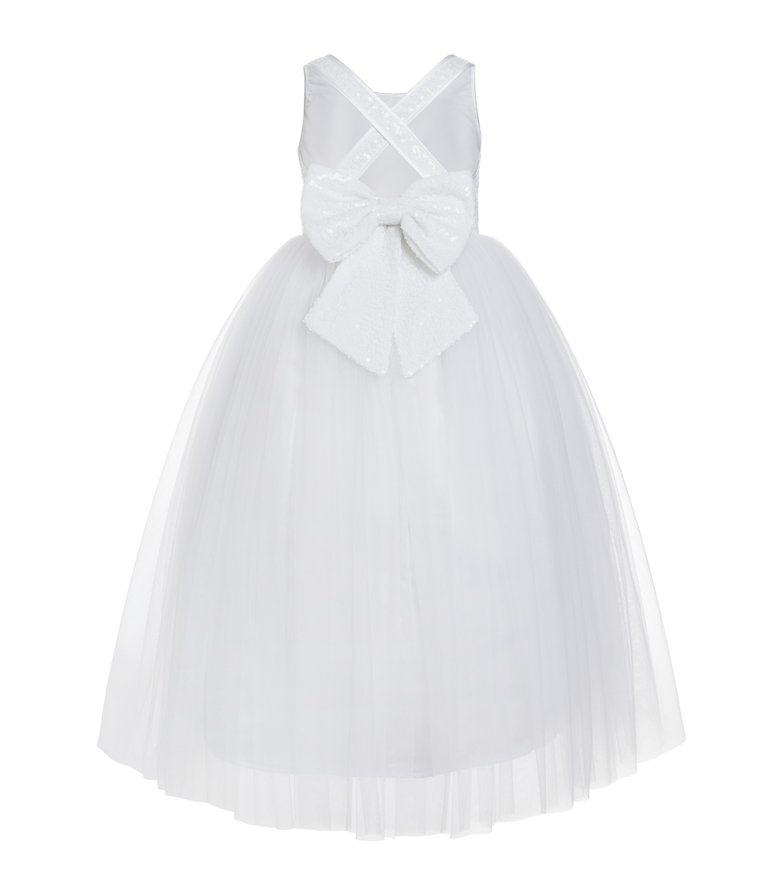 White Crossed Straps A-Line Flower Girl Dress 177