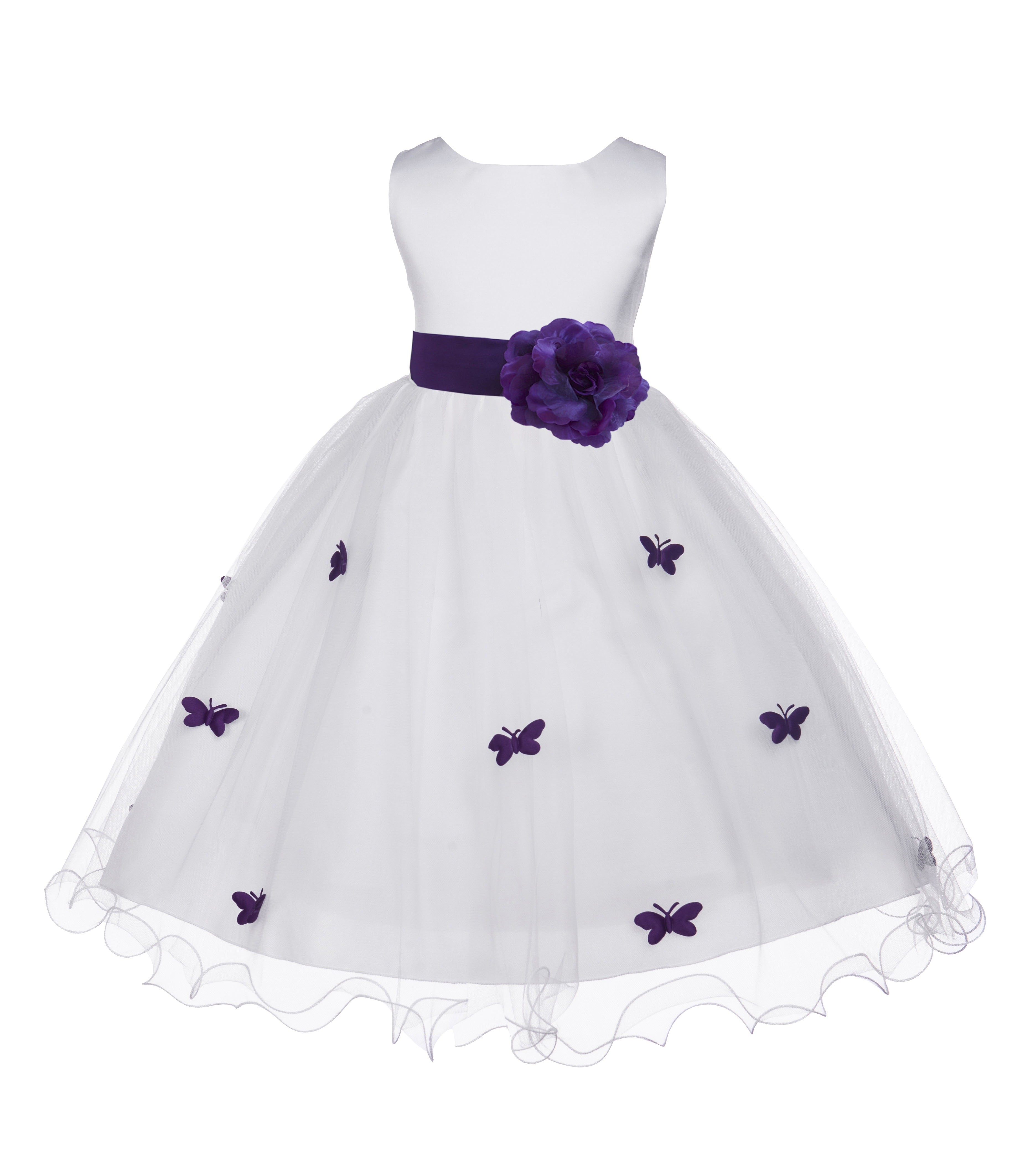 Coral Butterflies Tulle Flower Girl Dress Elegant Pageant 509T