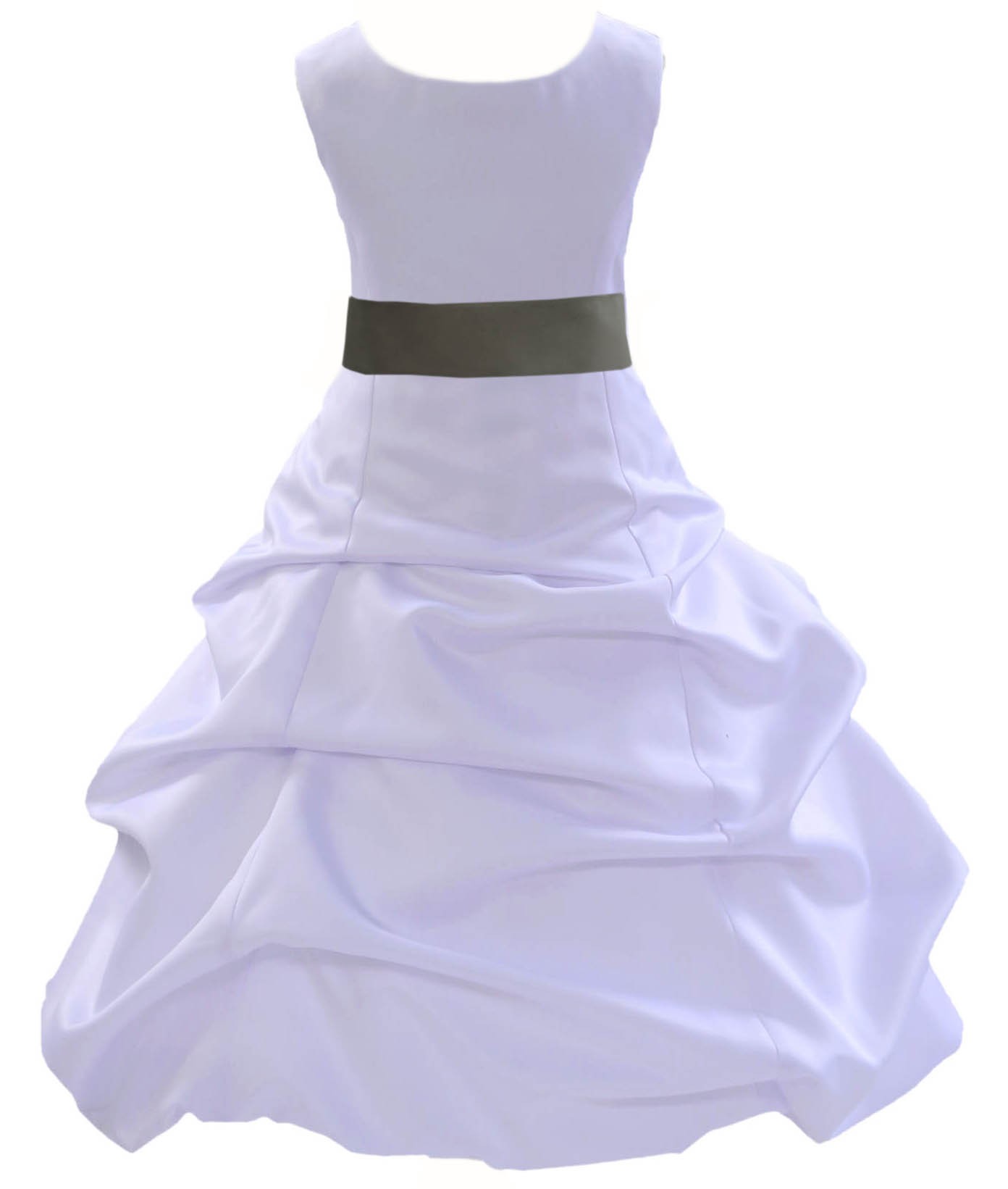 White/Mercury Satin Pick-Up Bubble Flower Girl Dress Wedding 806S