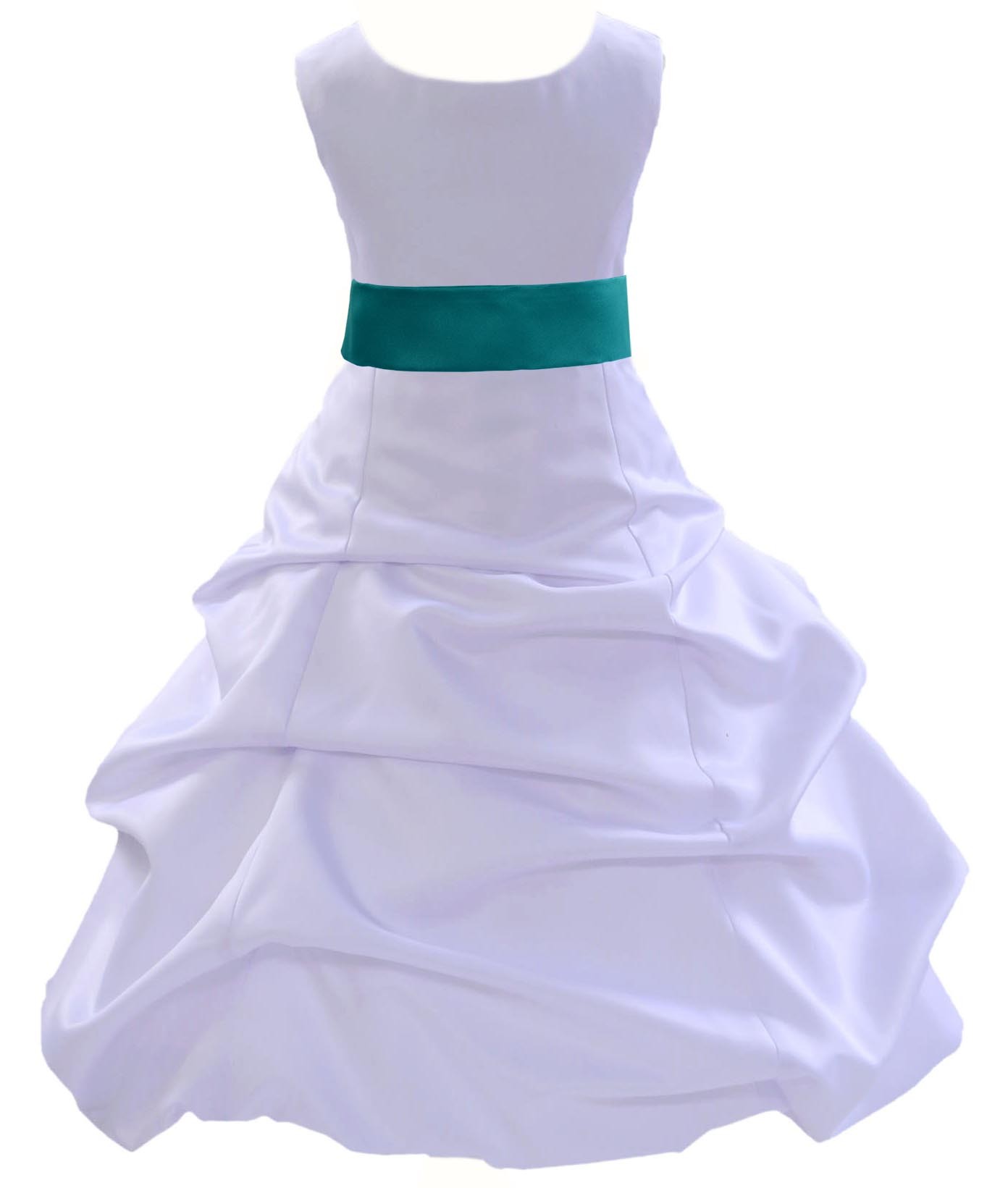 White/Oasis Satin Pick-Up Bubble Flower Girl Dress Wedding 806S