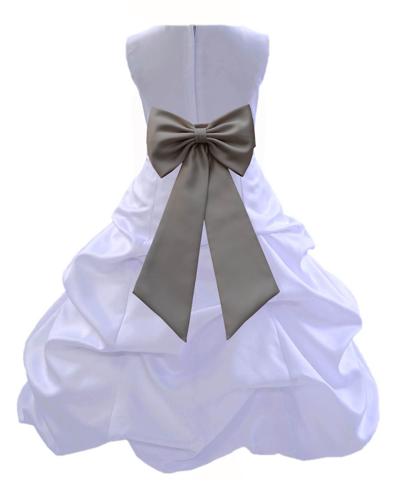 White/Mercury Satin Pick-Up Bubble Flower Girl Dress Wedding 808T