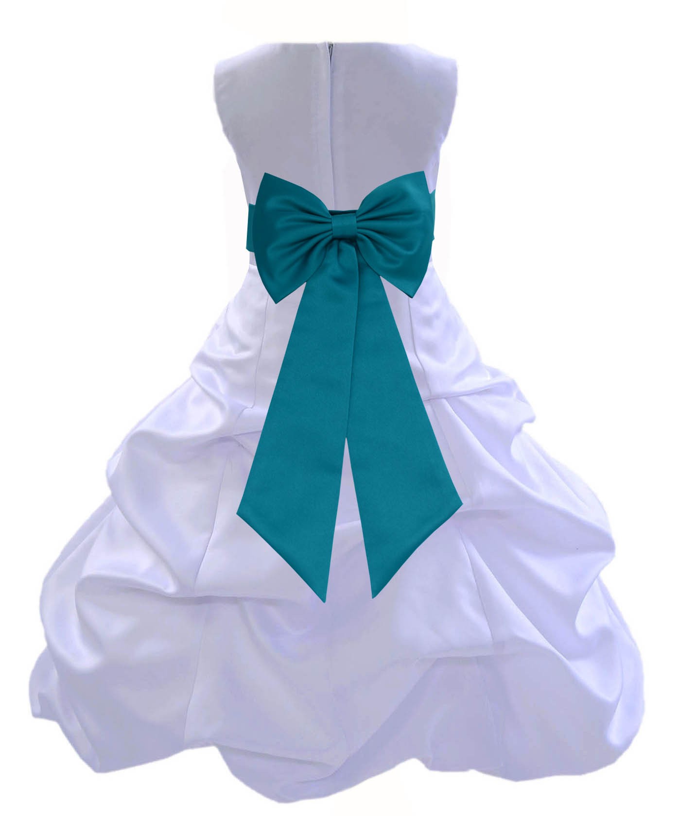 White/Oasis Satin Pick-Up Bubble Flower Girl Dress Wedding 808T