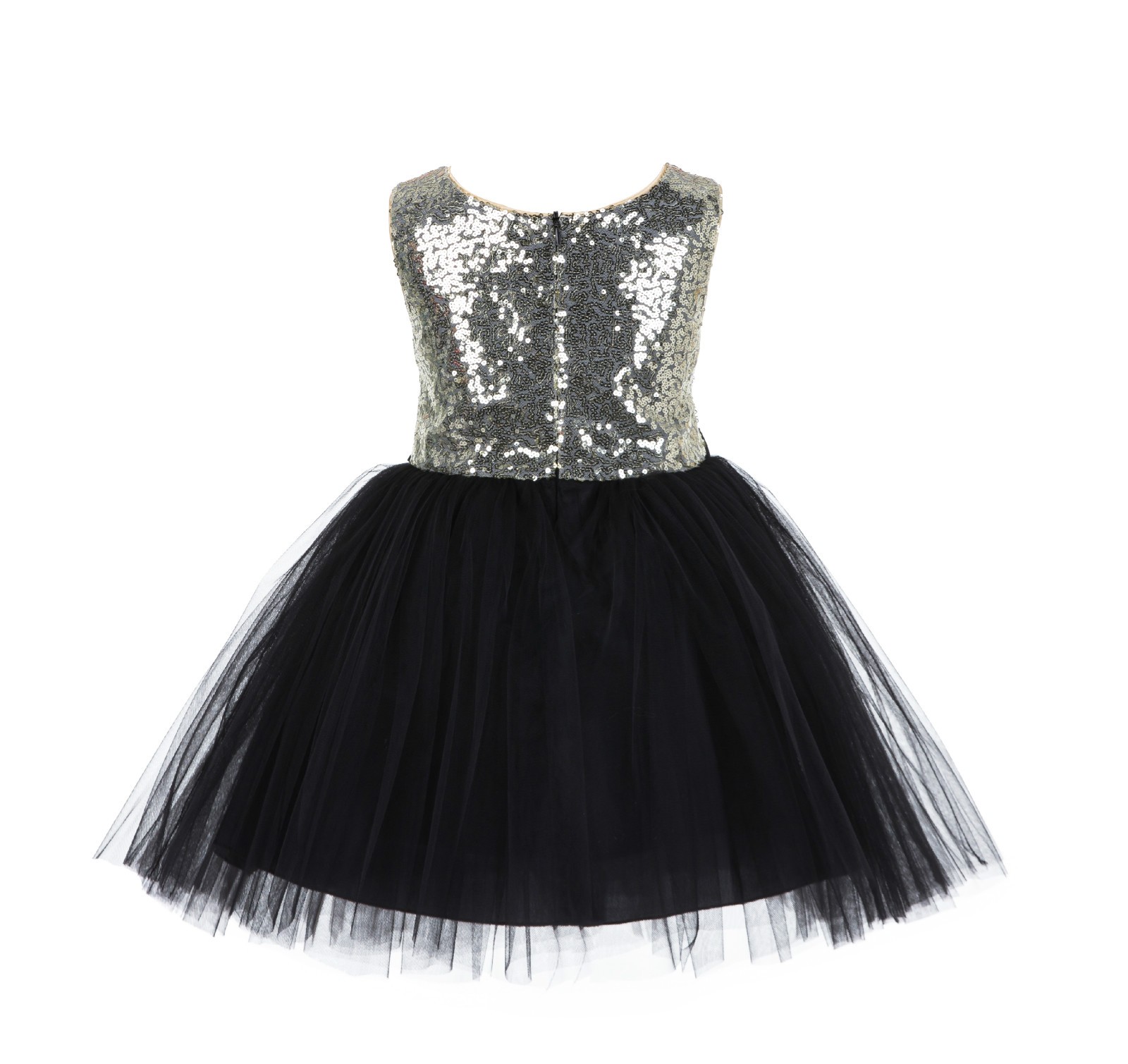 Gold/Black/Black Glitter Sequin Tulle Flower Girl Dress Party Ball Gown 123RF