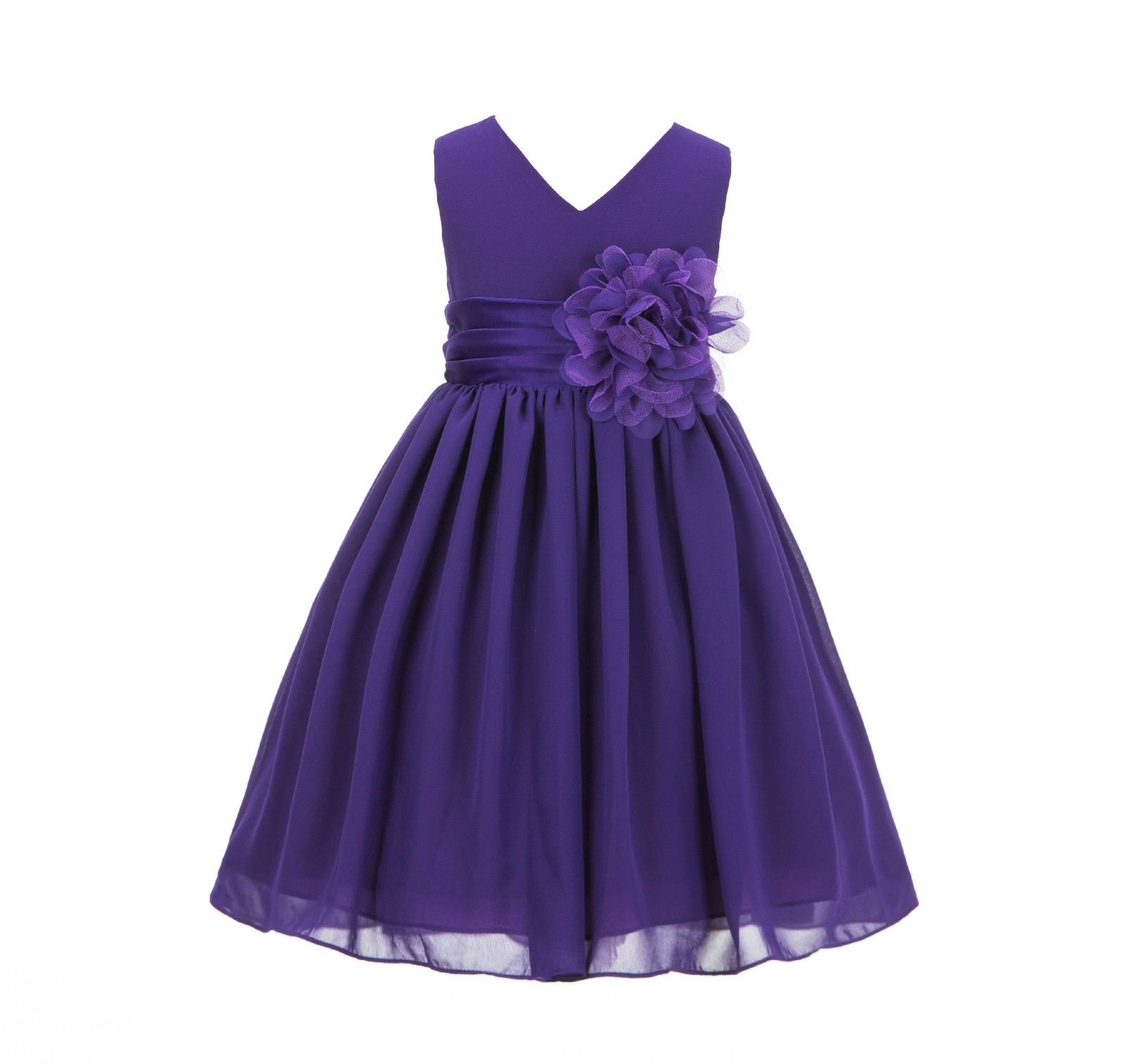 Purple Yoryu Chiffon V-neck Flower Girl Dress Formal Stunning S1503NF