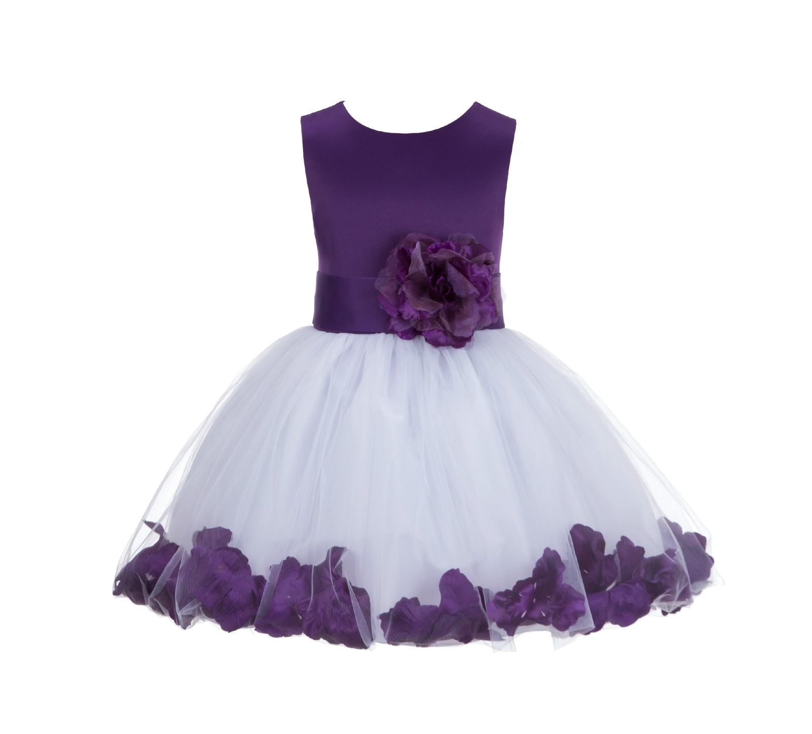 Purple Rose Petals Tulle Flower Girl Dress Formal Wear 305NS
