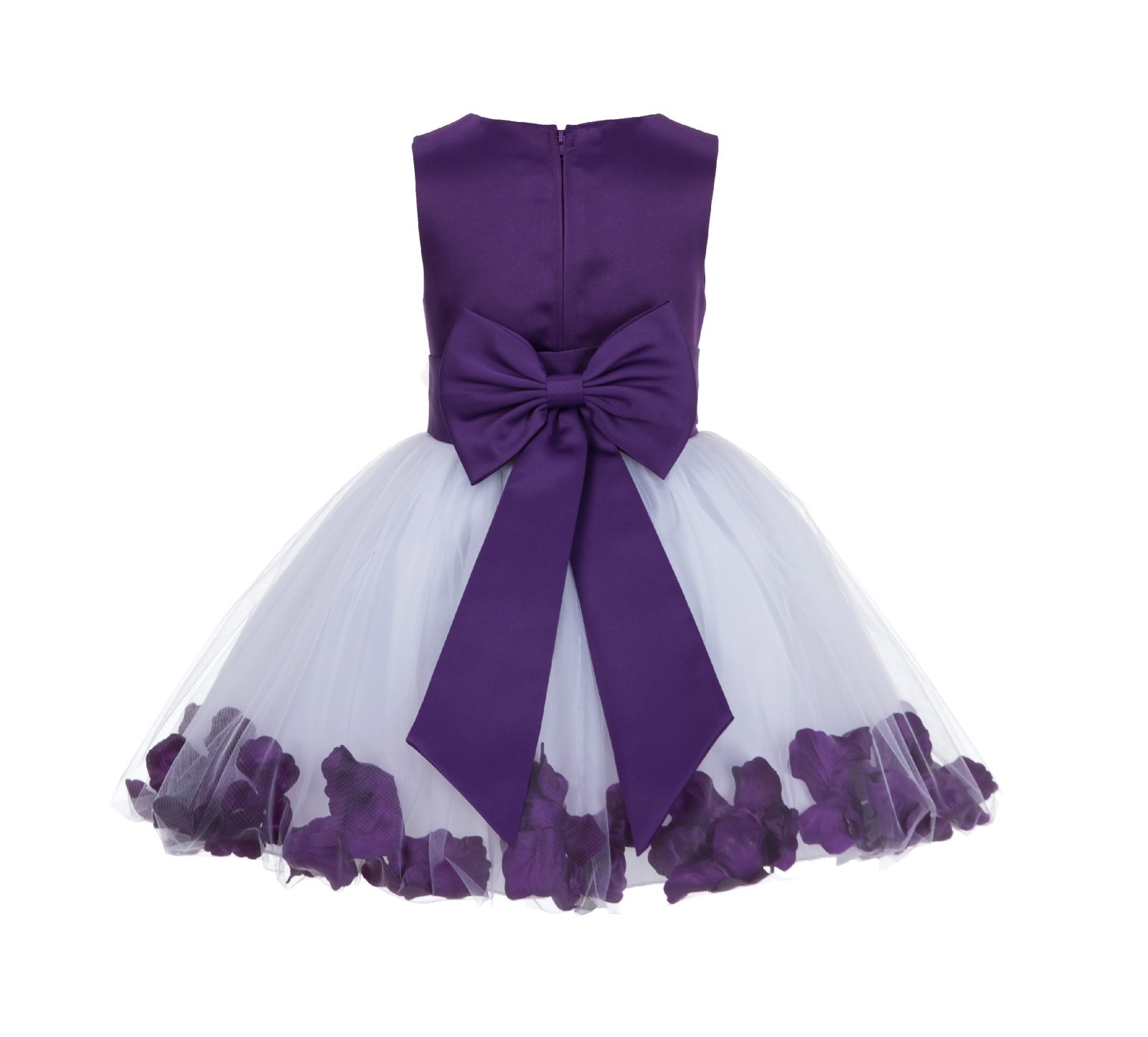 Purple Rose Petals Tulle Flower Girl Dress Special Gown 305NT