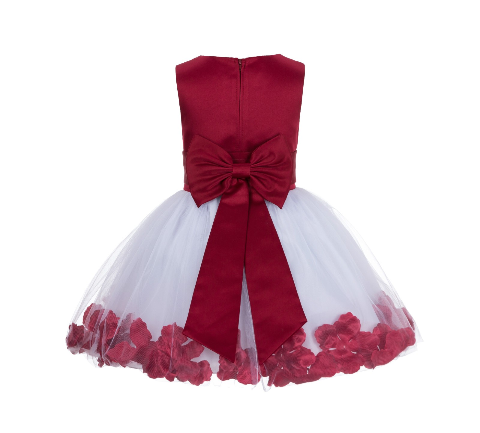 Apple Red Rose Petals Tulle Flower Girl Dress Special Gown 305NT