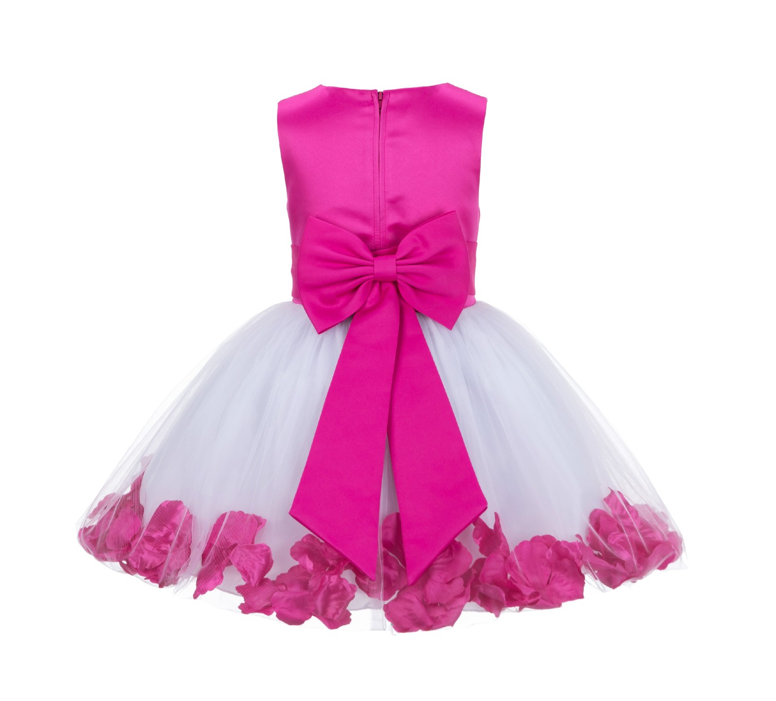 Fuchsia Rose Petals Tulle Flower Girl Dress Special Gown 305NT