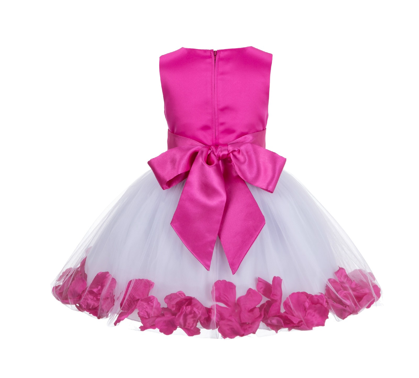 Fuchsia Rose Petals Tulle Flower Girl Dress Formal Wear 305NS
