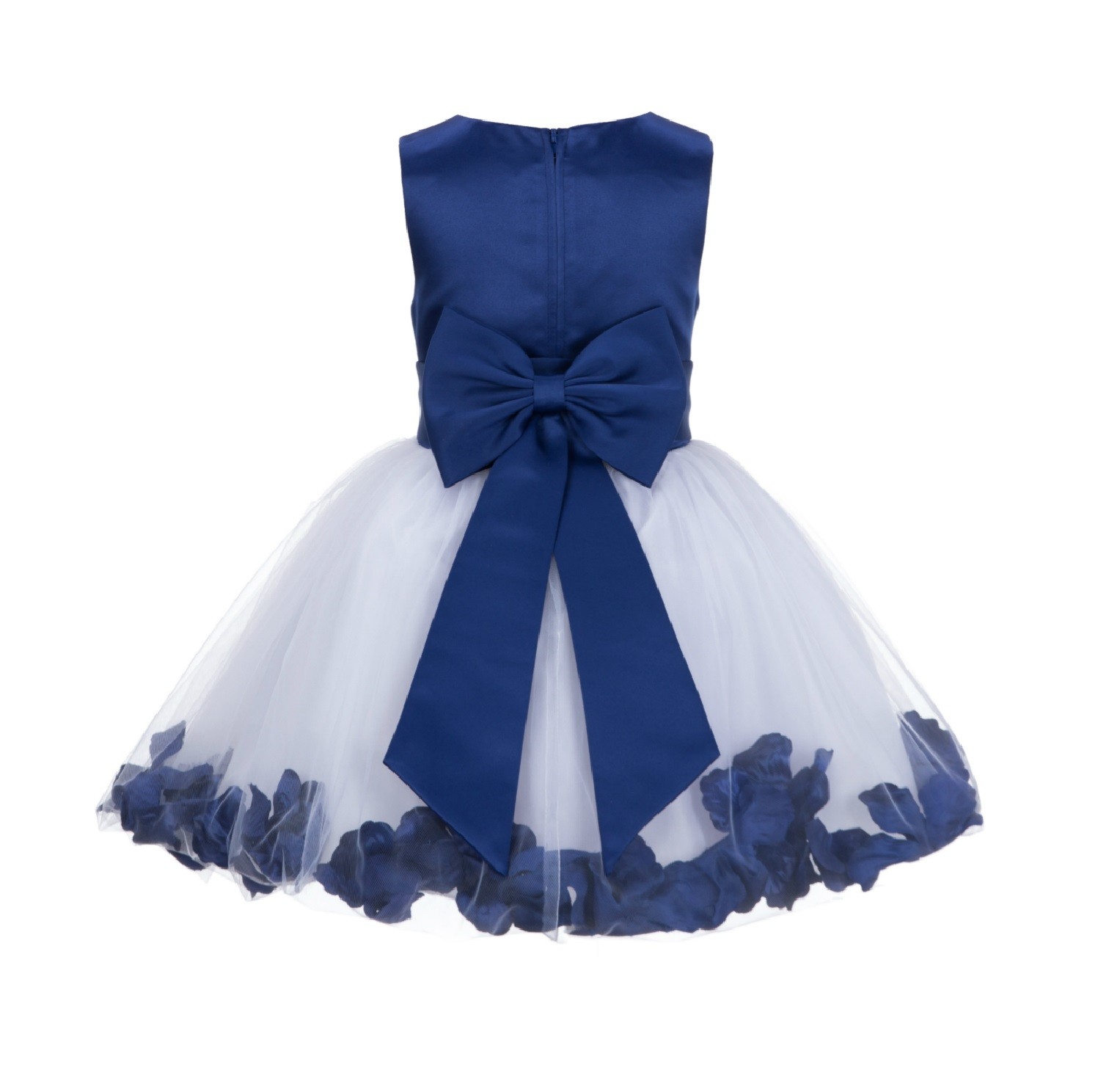 Navy Blue Rose Petals Tulle Flower Girl Dress Special Gown 305NT