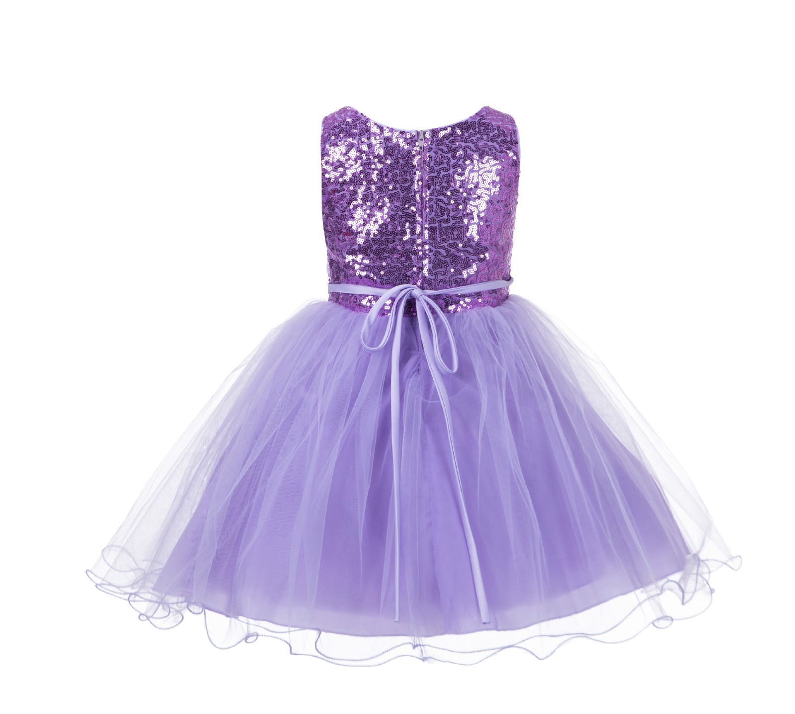 Lilac Glitter Sequin Tulle Flower Girl Dress Reception Recital 011NF