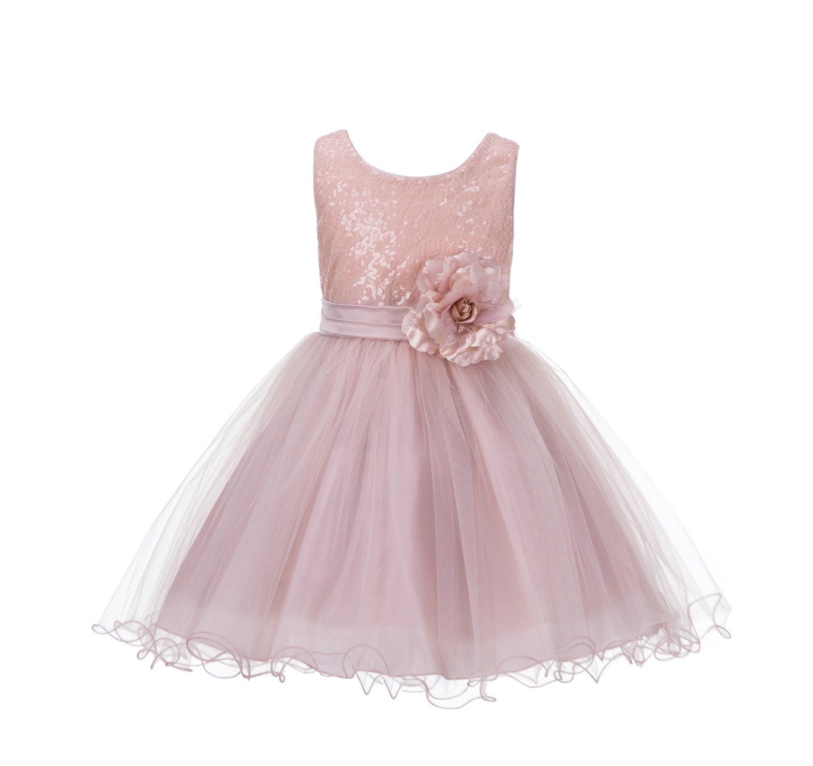 Blush Pink Glitter Sequin Tulle Flower Girl Dress Birthday Party 011