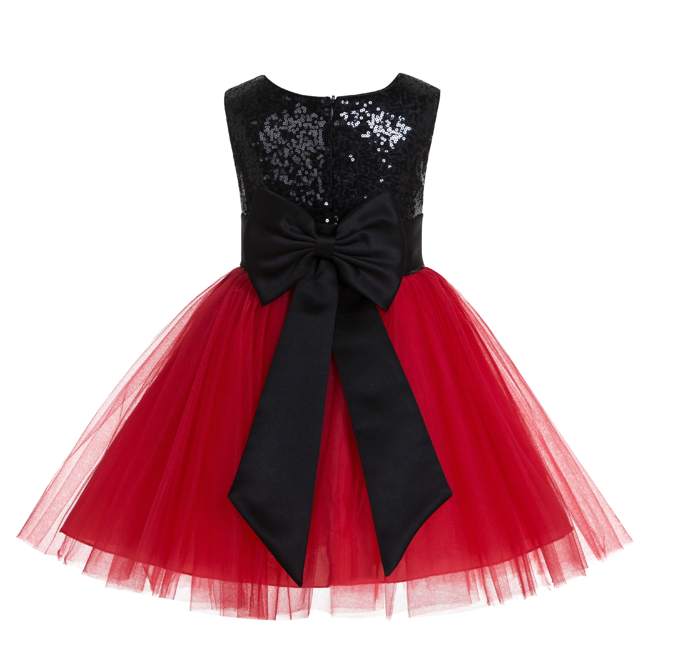 black/Red/Black Glitter Sequin Tulle Flower Girl Dress Toddler Dresses 123T