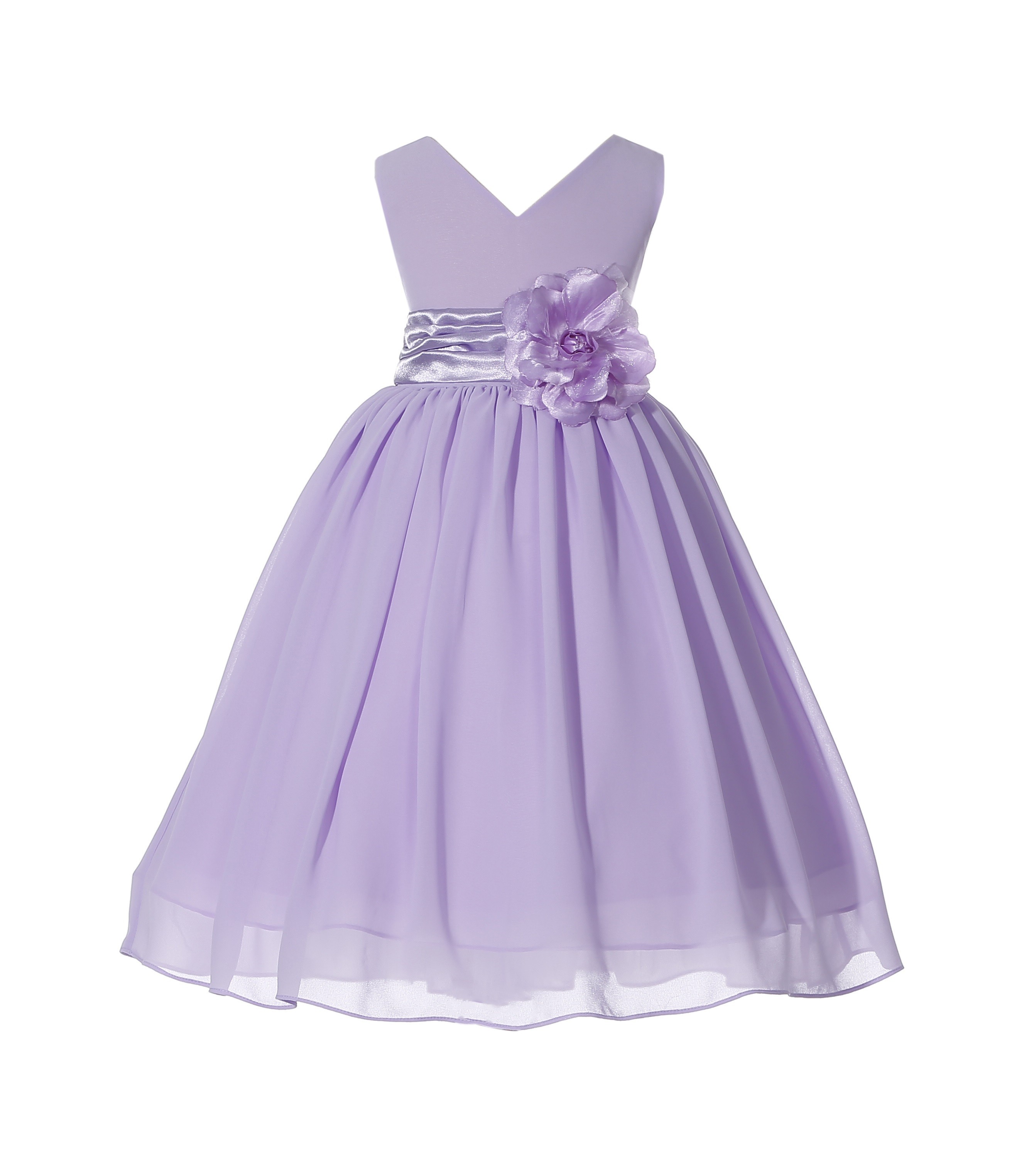 Lilac V-Neck Yoryu Chiffon Flower Girl Dress Special Occasions 503F