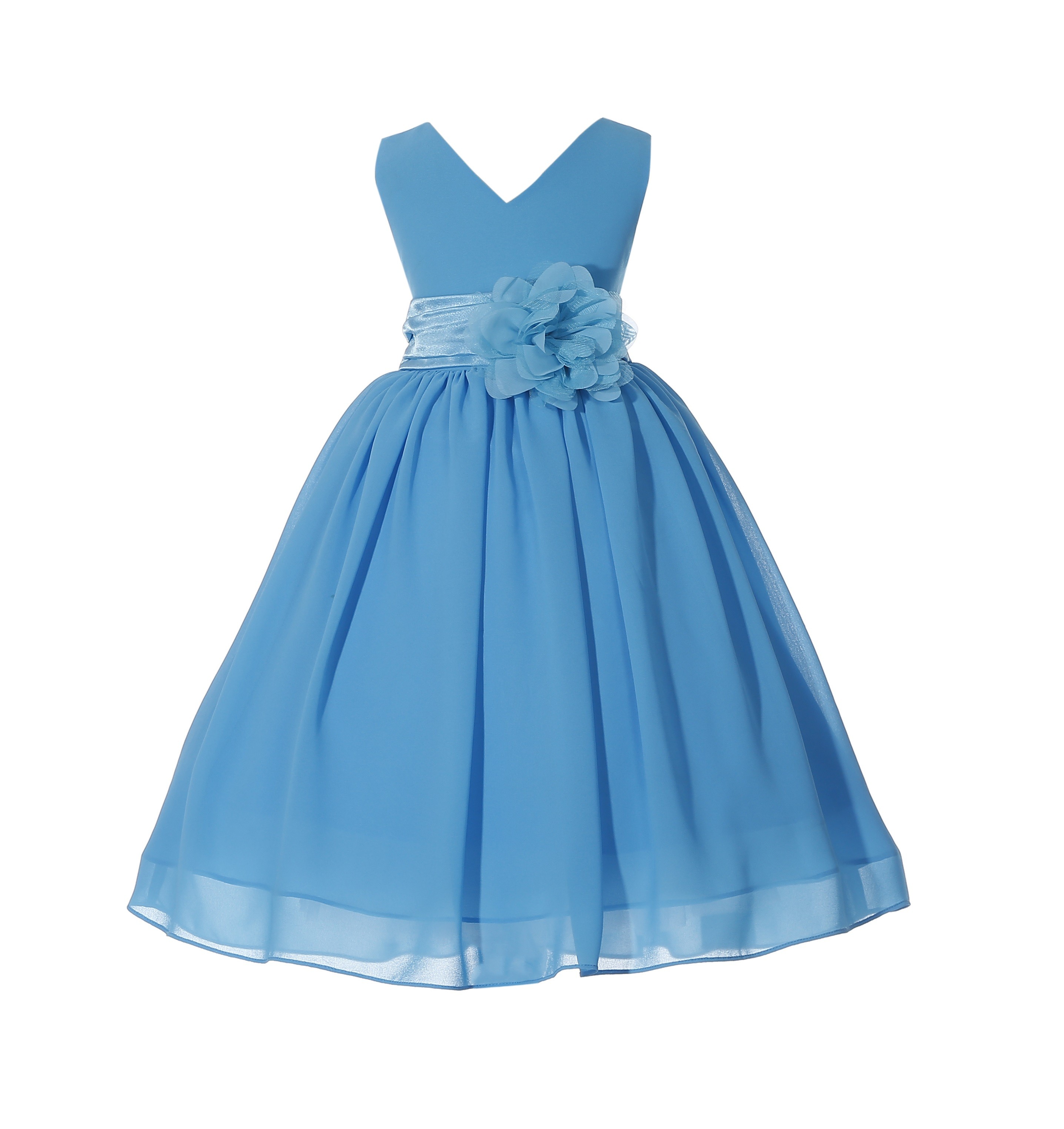 Turquoise V-Neck Yoryu Chiffon Flower Girl Dress Event Occasions 503NF