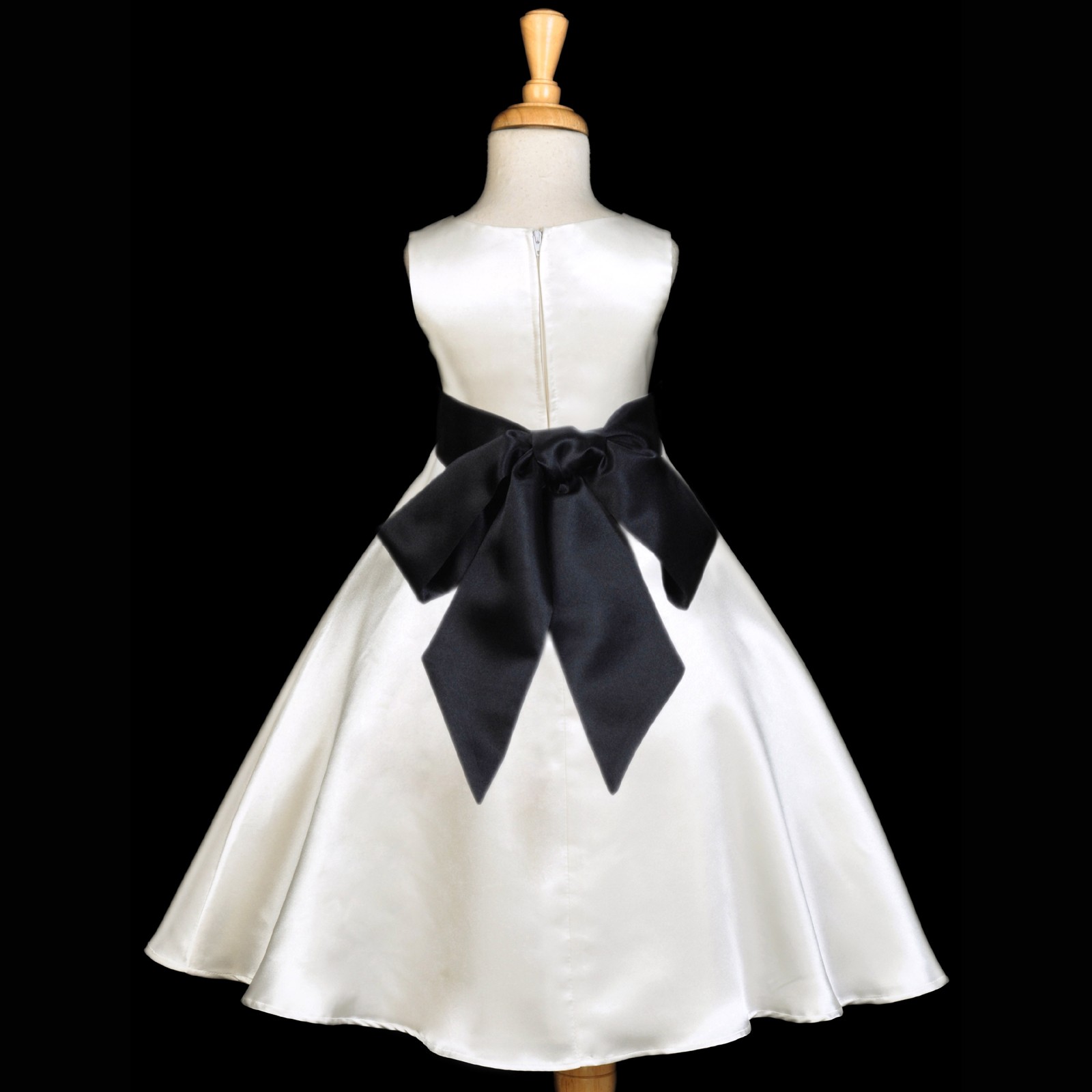 Ivory/Black A-Line Satin Flower Girl Dress Pageant Reception 821S