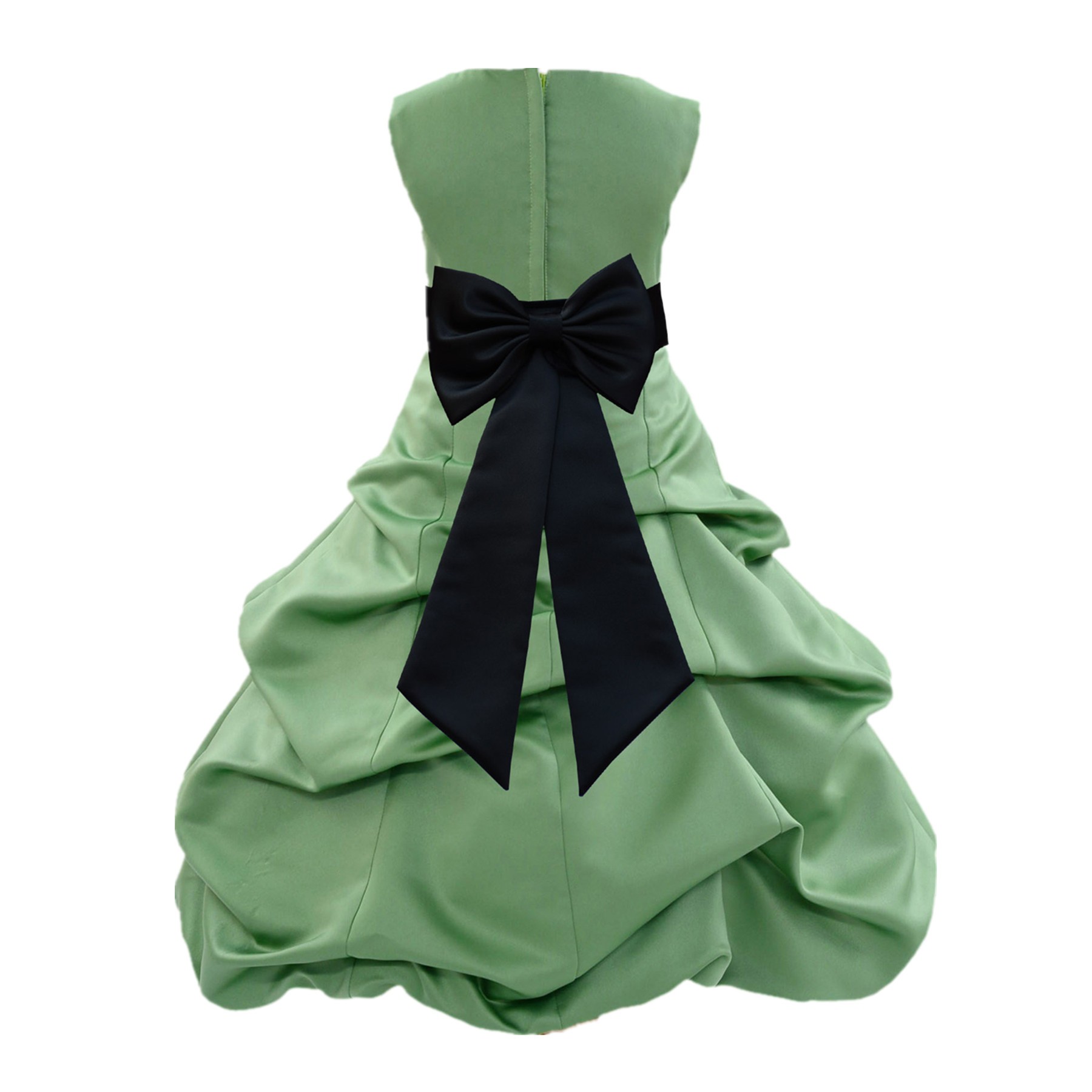 Clover/Black Satin Pick-Up Bubble Flower Girl Dress Christmas Easter 808T
