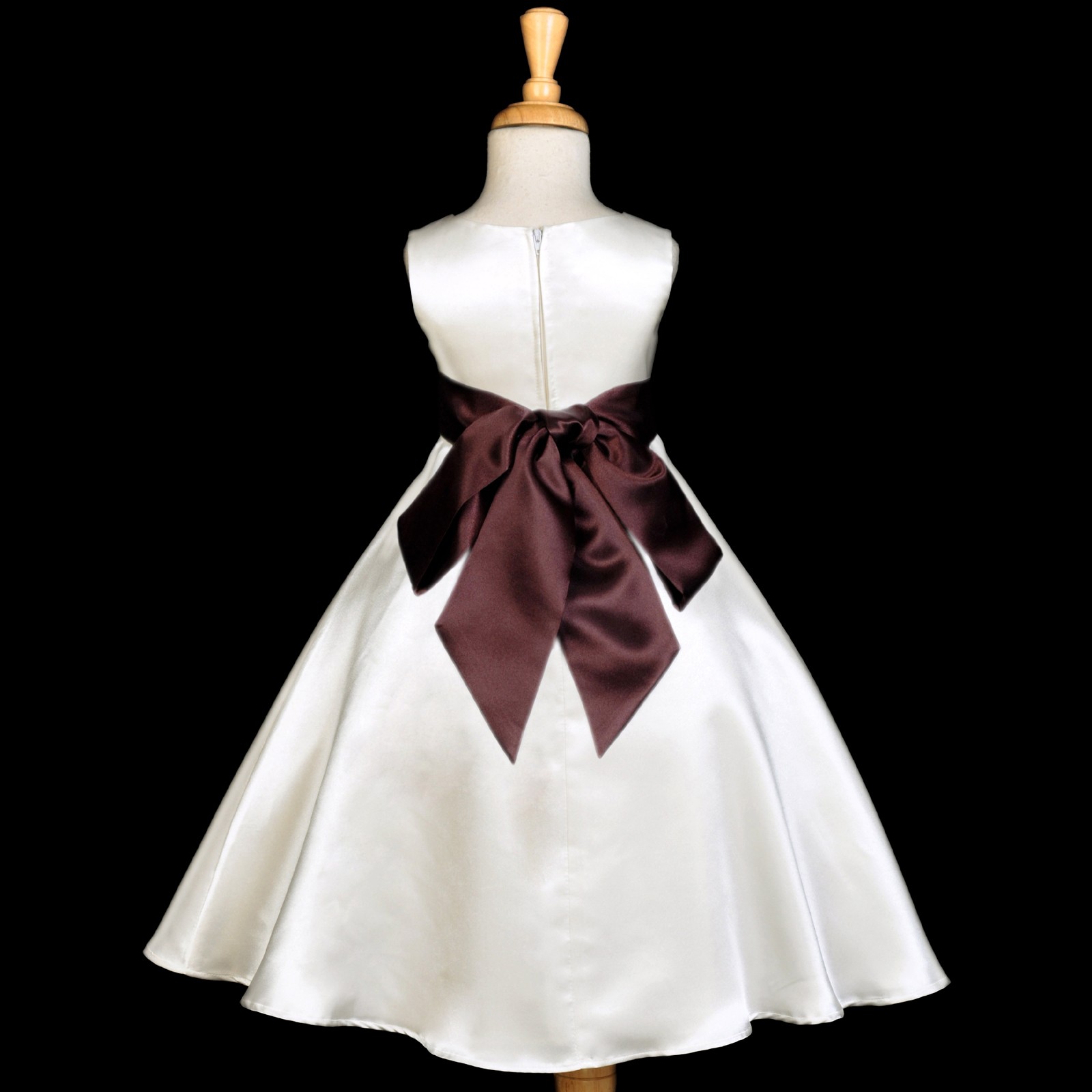 Ivory/Brown A-Line Satin Flower Girl Dress Pageant Reception 821S
