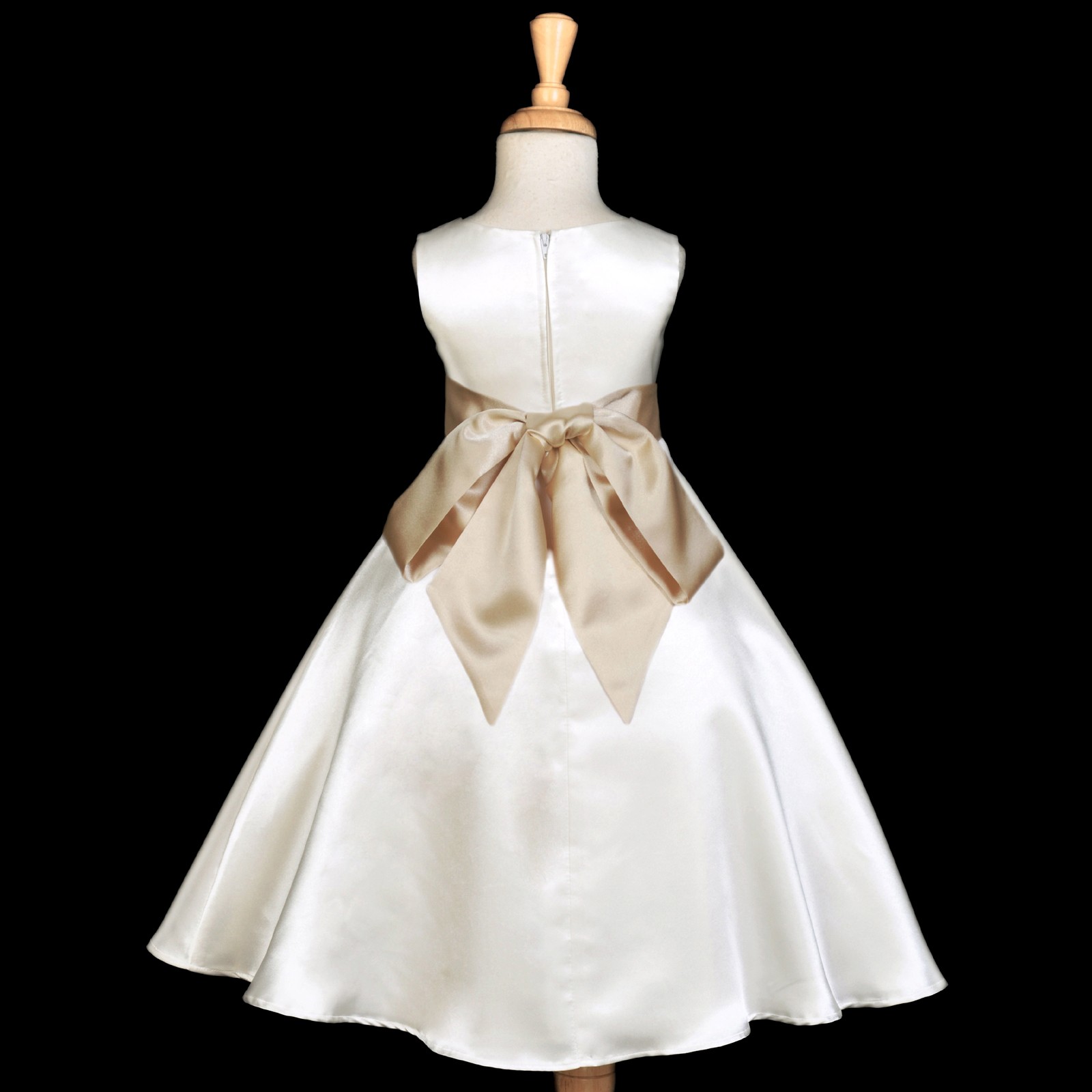Ivory/Champagne A-Line Satin Flower Girl Dress Pageant Reception 821S
