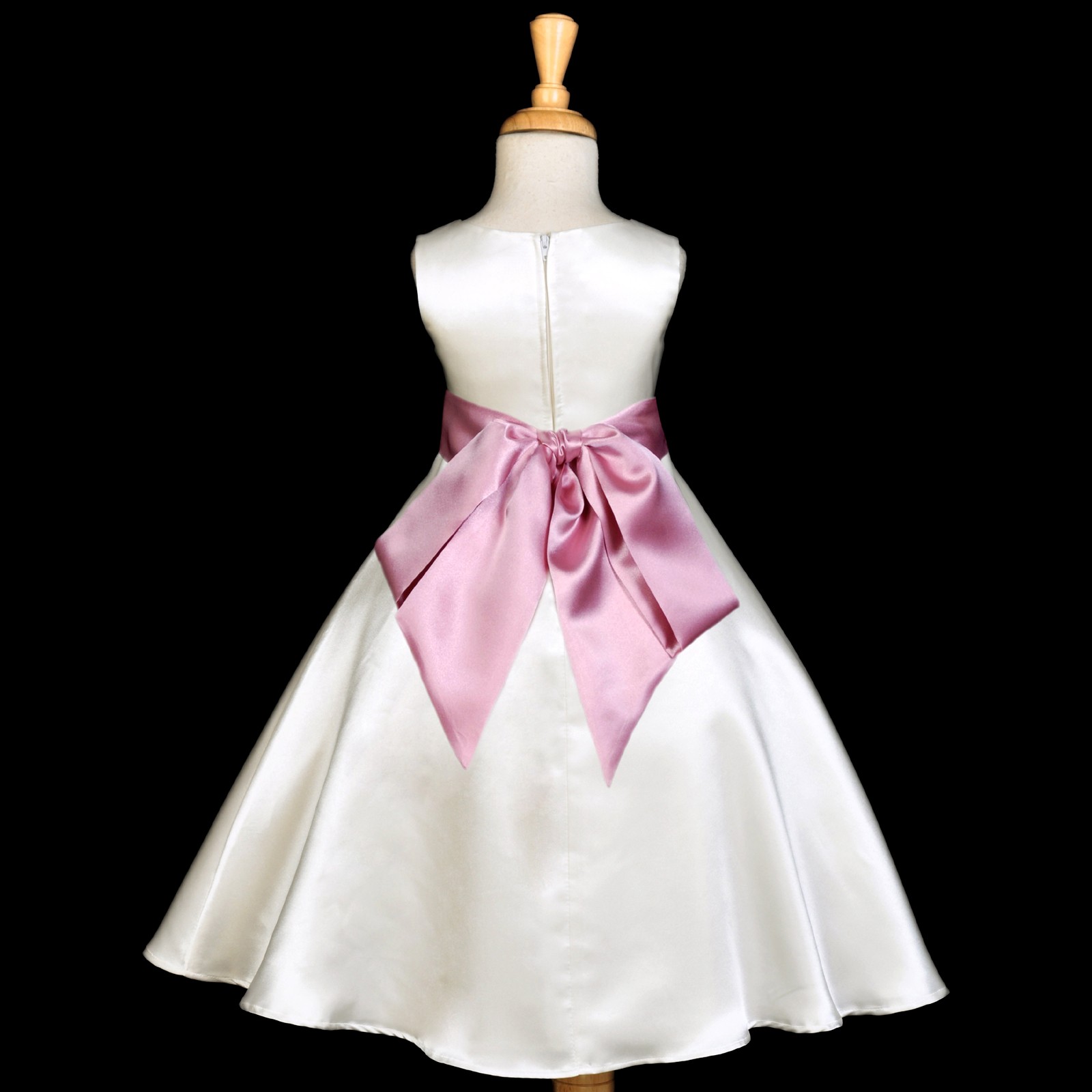 Ivory/Dusty Rose A-Line Satin Flower Girl Dress Pageant Reception 821S