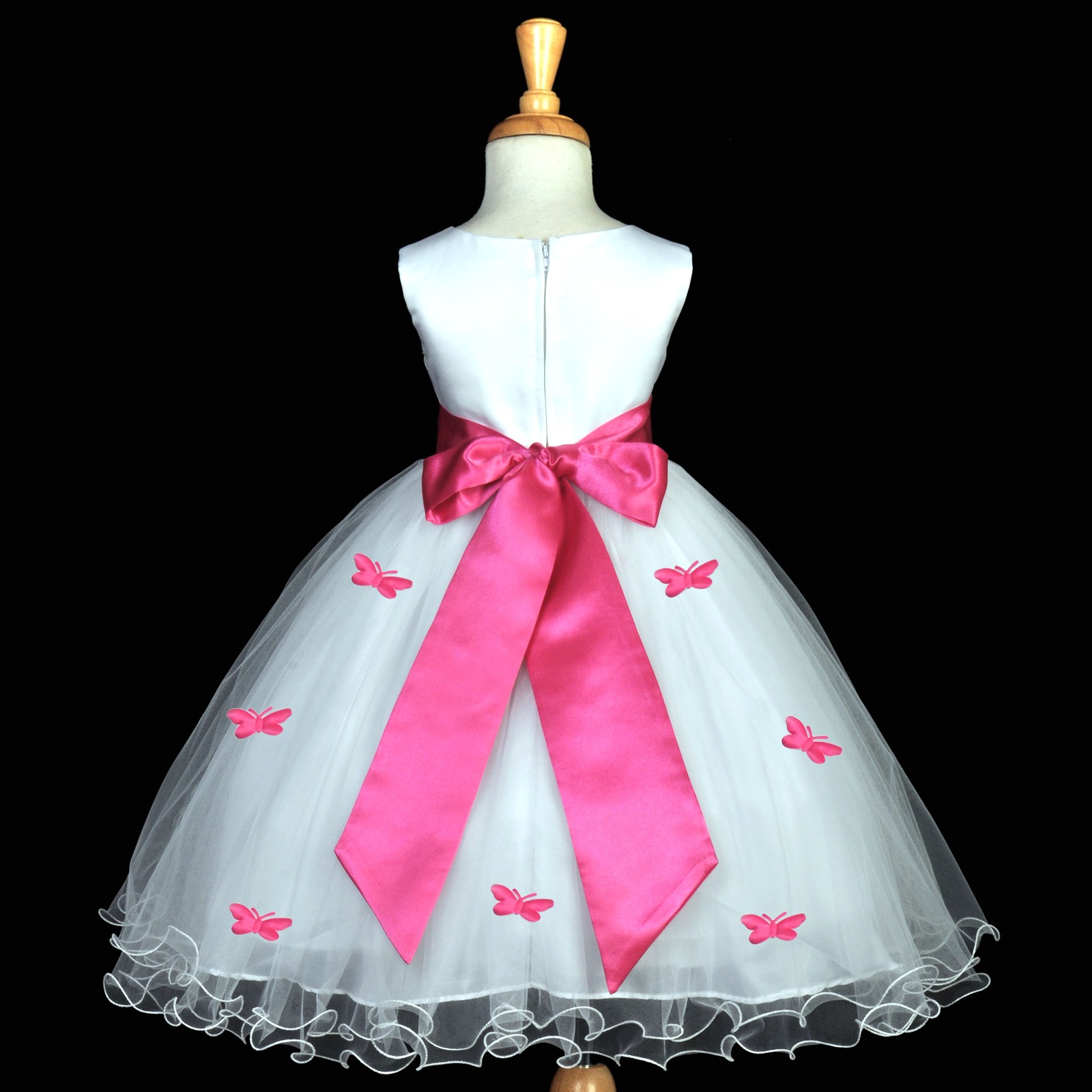 Fuchsia Butterflies Tulle Flower Girl Dress Elegant Pageant 509S