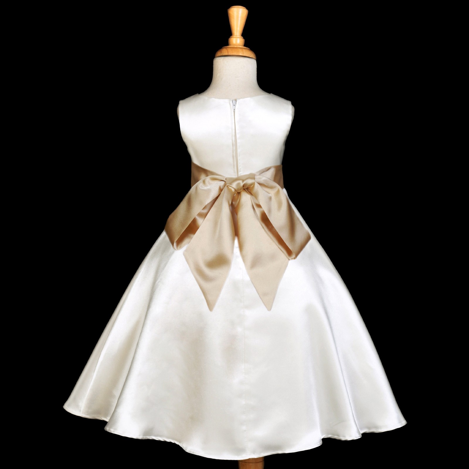 Ivory/Gold A-Line Satin Flower Girl Dress Pageant Reception 821S