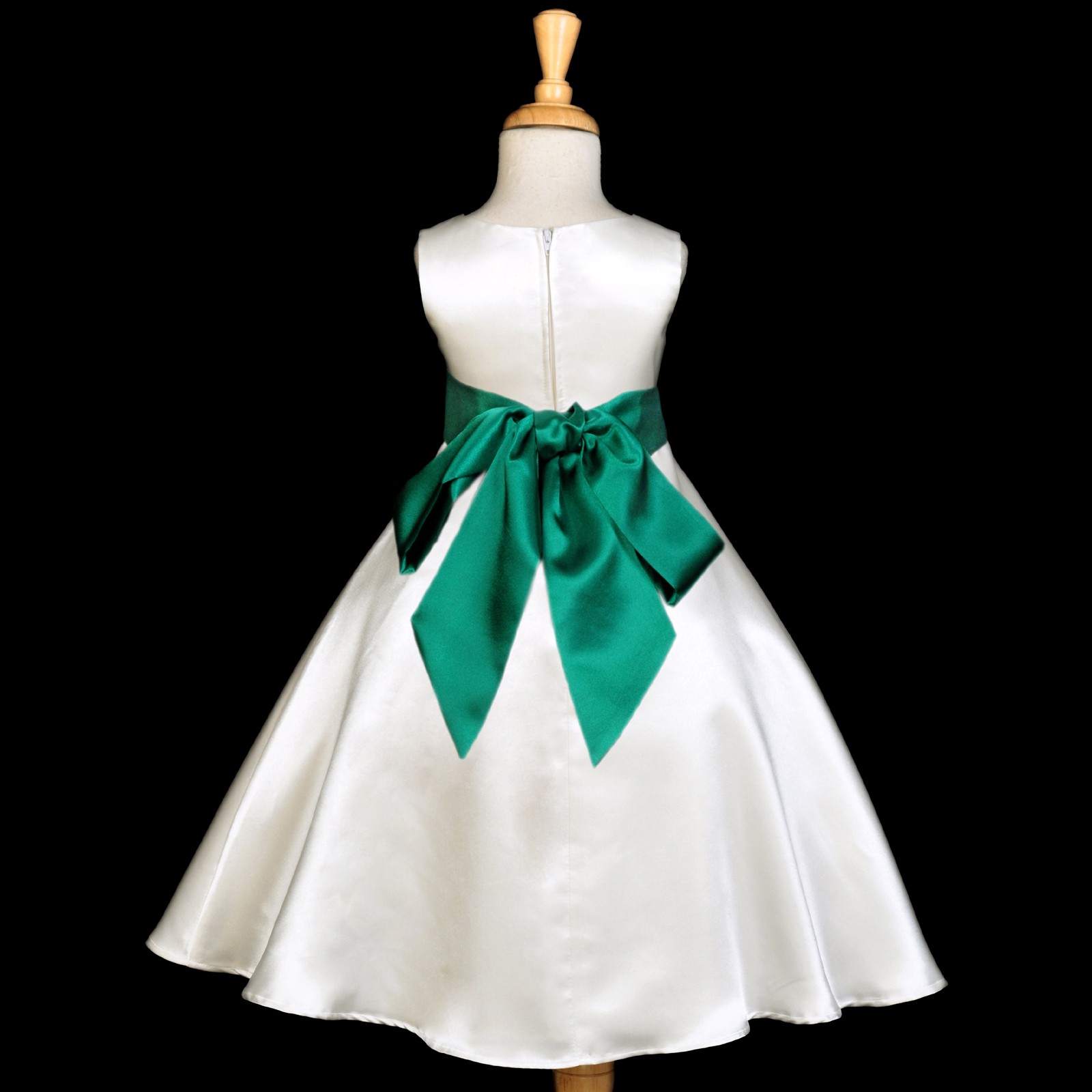 Ivory/Green A-Line Satin Flower Girl Dress Pageant Reception 821S