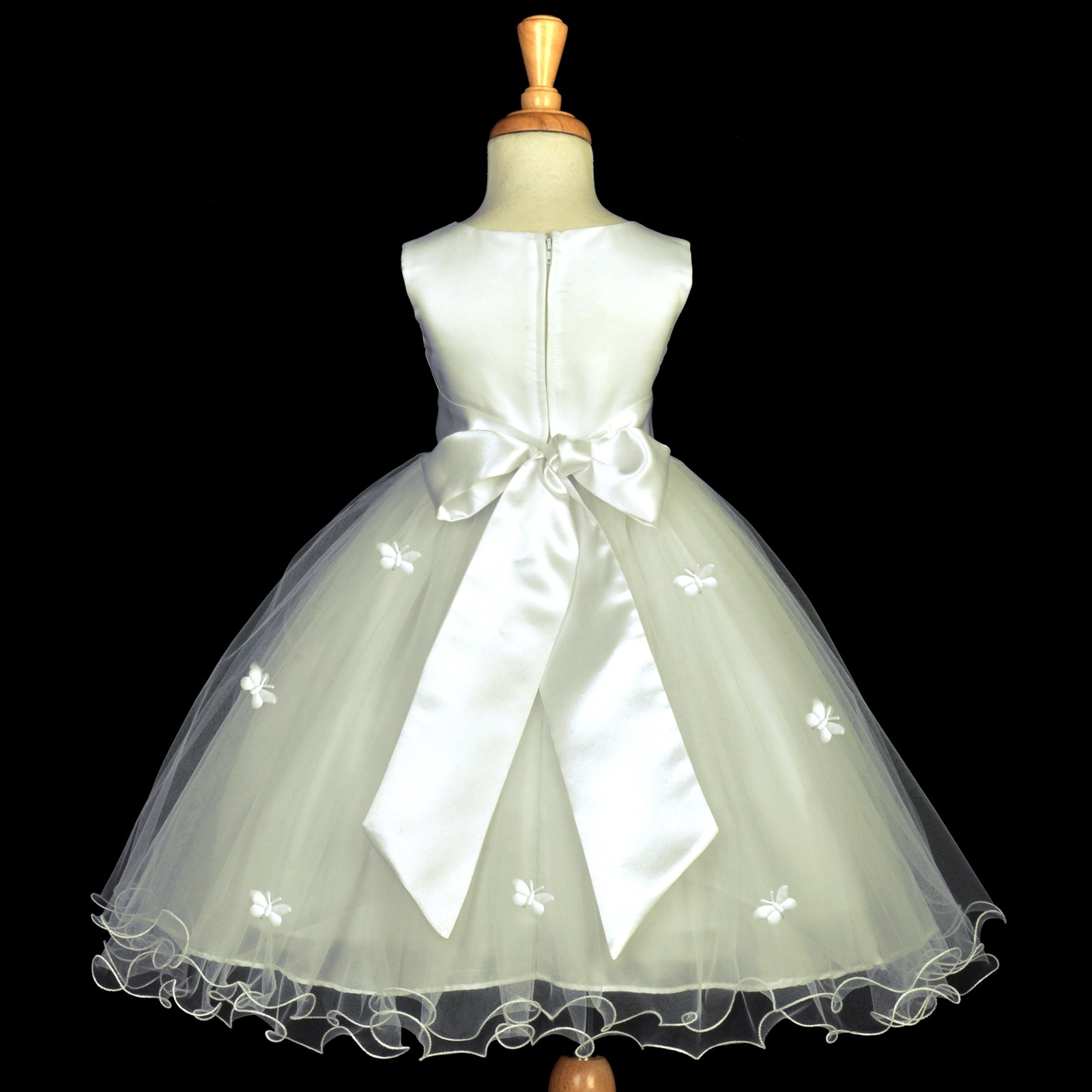 Ivory Butterflies Tulle Flower Girl Dress Elegant Pageant 509S